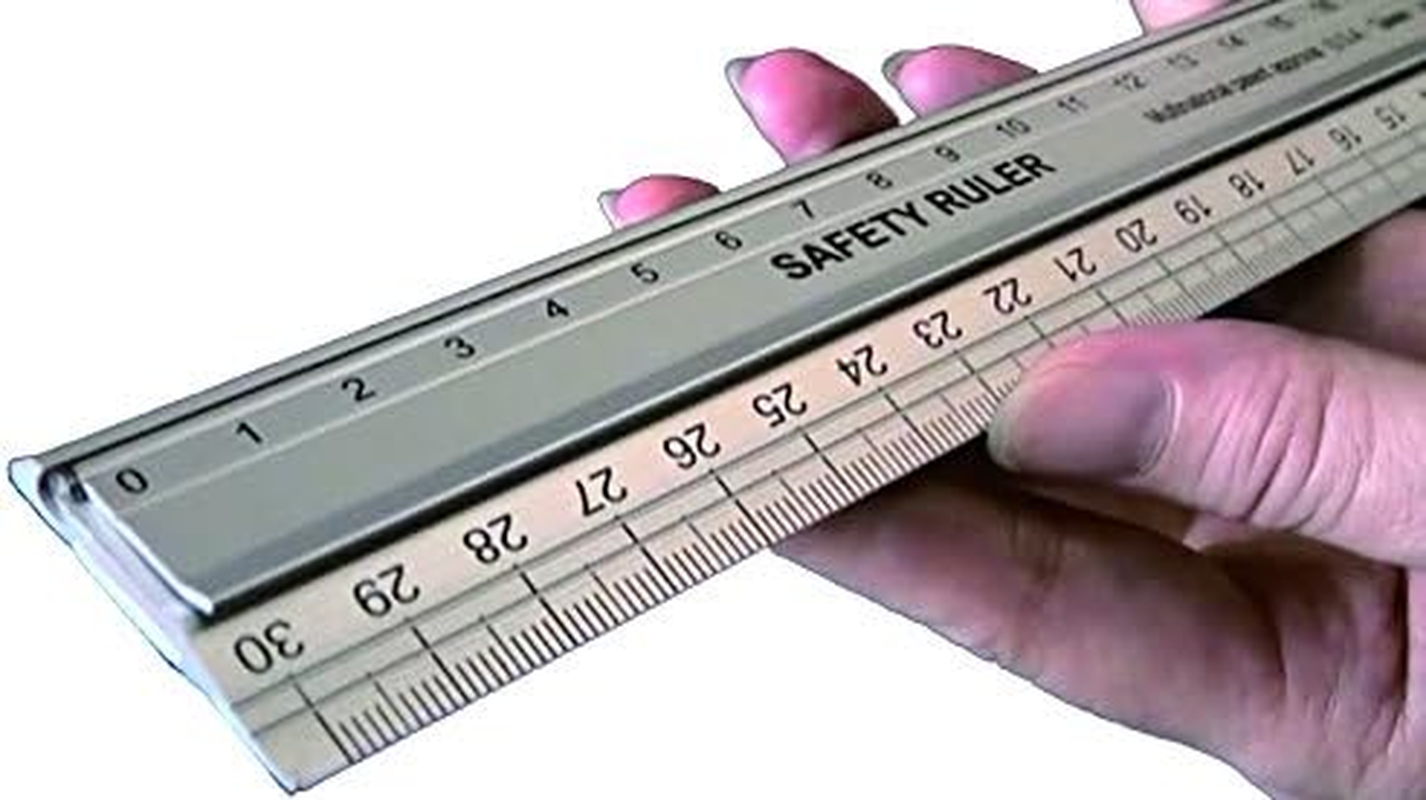 Ruler, New Design 30 Cm (12 Inch) Metal Craft Safety Ruler,Light Weight with Folding Safety Guard.Use with Rotary Cutter,Stanley or Xacto. for Paper,Leather,Fabric,Quilting,Scrap Booking,Art,Office. image number 6