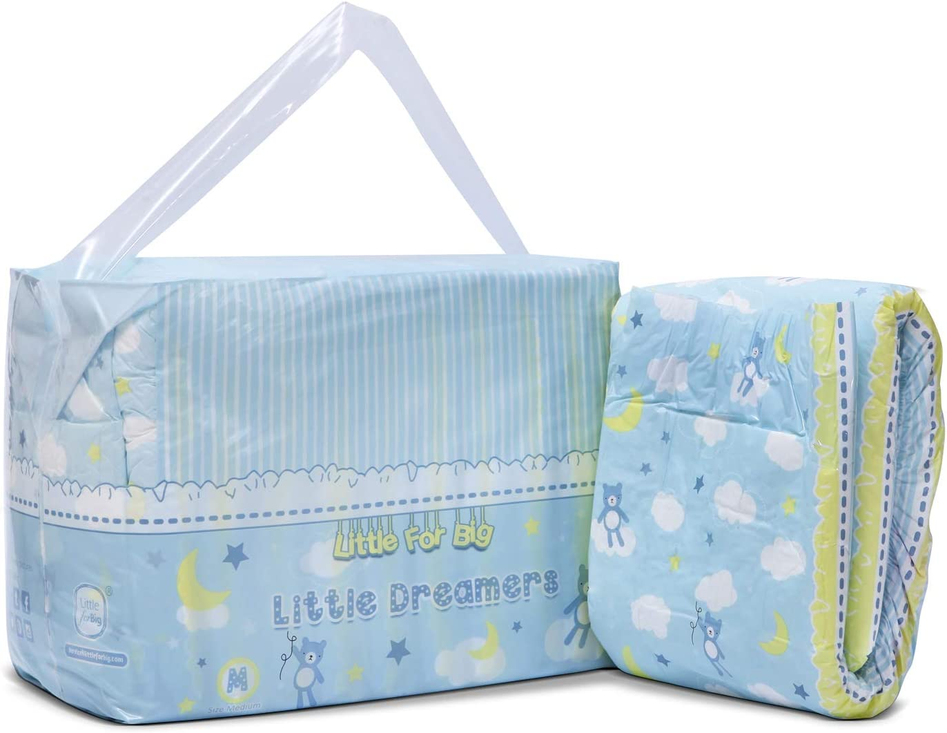 Littleforbig Printed Adult Brief Diapers 10 Pieces - Little Dreamers M