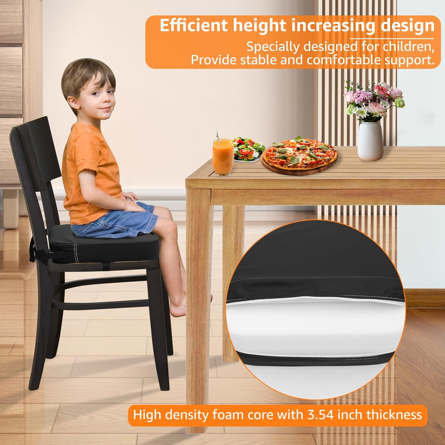 Awobepl Toddler Booster Seat Portable Stable Kids Booster Seat Pad Comfortable Safe Increasing Chair Cushion for Home Children Usage image number 3