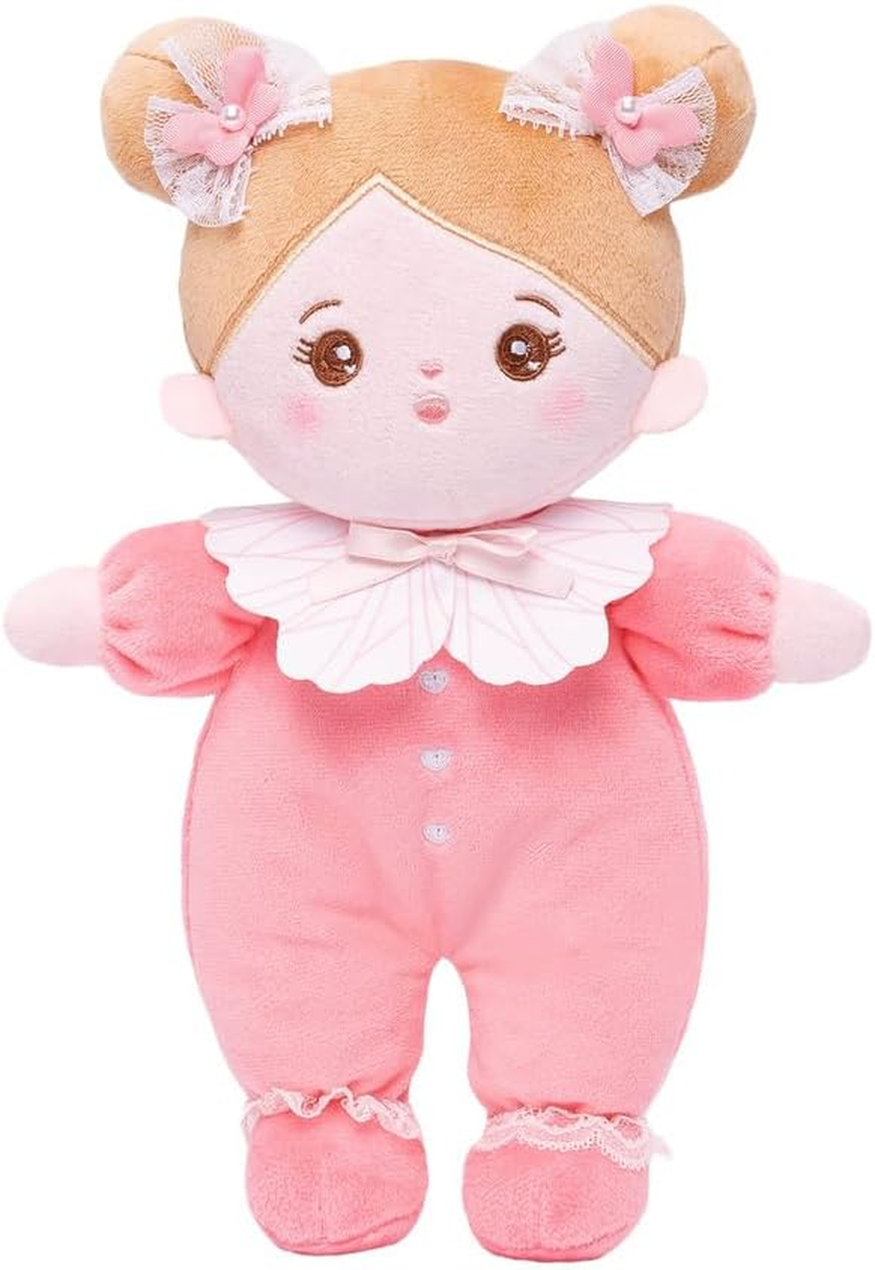 OUOZZZ Soft Baby Doll 10" Baby Toys 6-12 Months Birthday Gifts Infant Shower Toy Sleeping Buddy Tulip Pink Dress Toddlers Kids