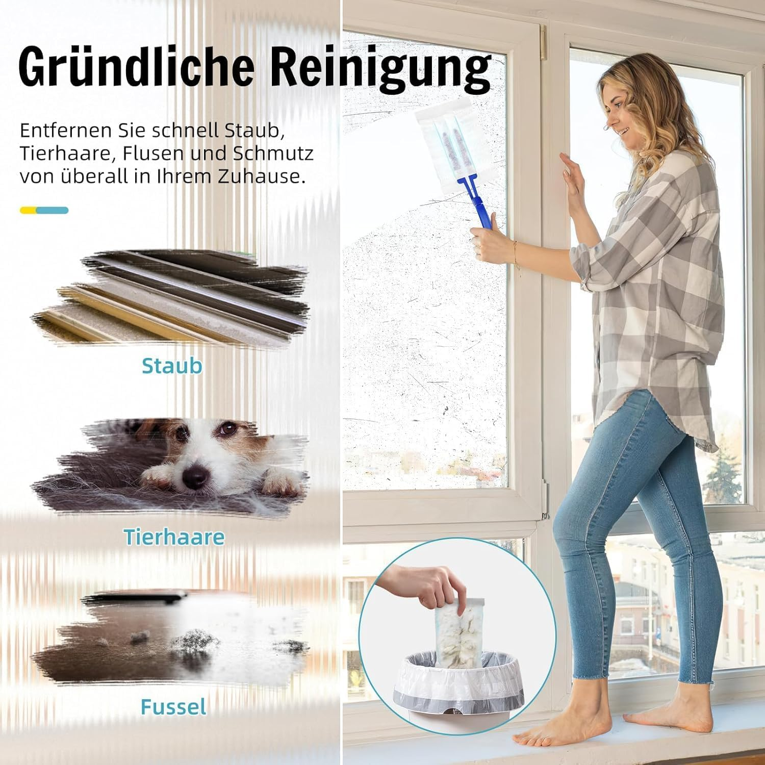 Pack of 50 Dust Magnet Refill Wipes for Swiffer Dust Magnet Duster Refill Pack with 3 Handles Dust Catcher Duster for Swiffer Dust Remover Dusters Disposable for Furniture and Household Cleaning image number 4