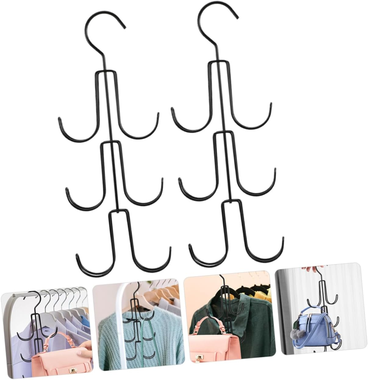 Cabilock Purse Organizer for Closet Bag Organizer Metal Handbag Hanger Sturdy Storage Rack Practical Purse Holder for Closet 2Pcs image number 6