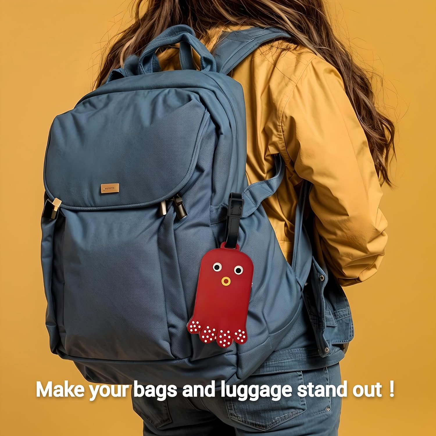 ANINIUCN Japanese Koinobori and Octopus Luggage Tags &ndash; 2-Pack Silicone ID Bag Tags for Travel Accessories &ndash; Perfect for Teens & Adults - Octopus image number 4