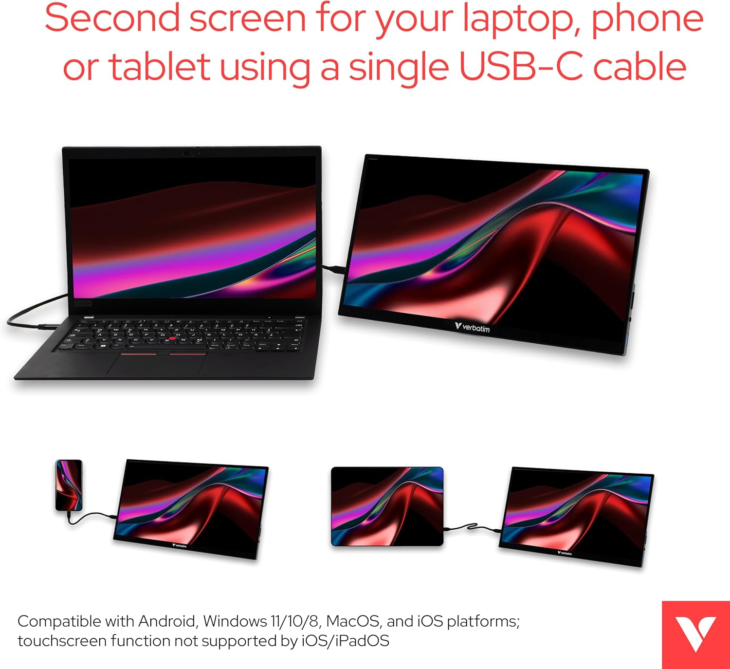 Verbatim Portable Touchscreen Monitor 14" Full HD 1080P Metal image number 6