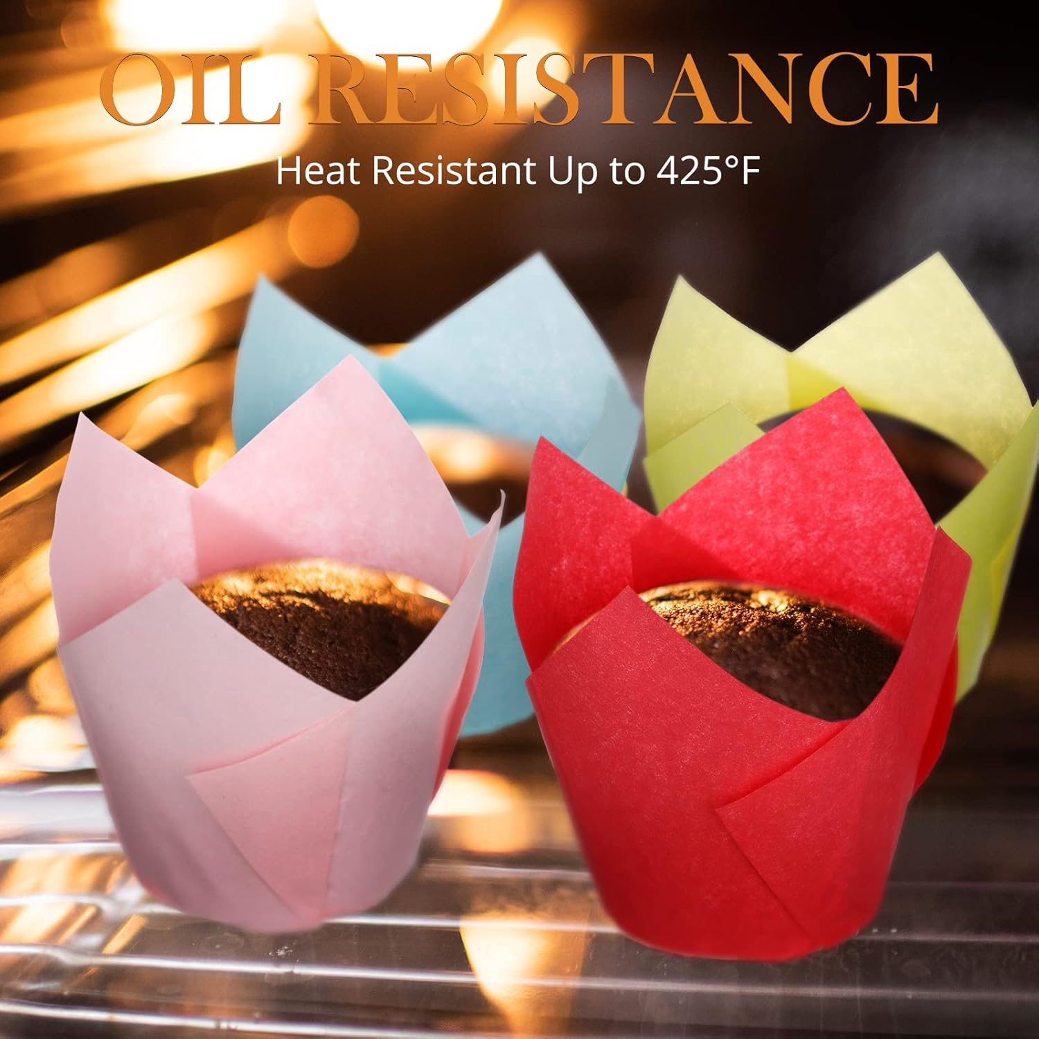 600 Pcs Baking Cups Tulip Cupcake Liners Wrappers Printed Muffin Baking Cups Holders Greaseproof Holders for Holiday Christmas Wedding Birthday Party