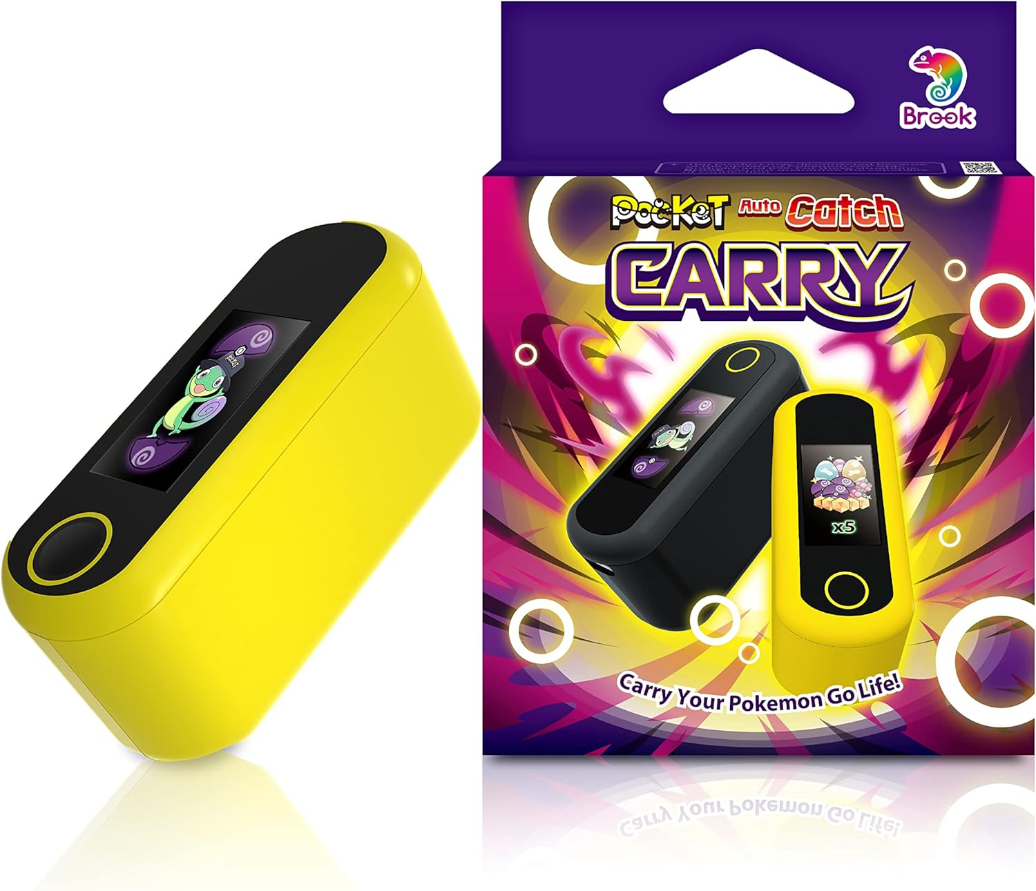 Brook Pocket Auto Catch Carry - Dual Accounts Portable Version of Auto Catch Pocket Monsters, Auto Catcher Accessory (Pika Yellow)