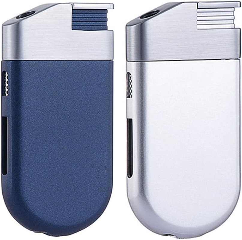 PIPITA 2Pcs Torch Lighter Windproof Pocket Lighter Jet Single Flame Lighters, Adjustable Flame and Refillbale Fuel Metal Lighter(No Butane) (Gray)