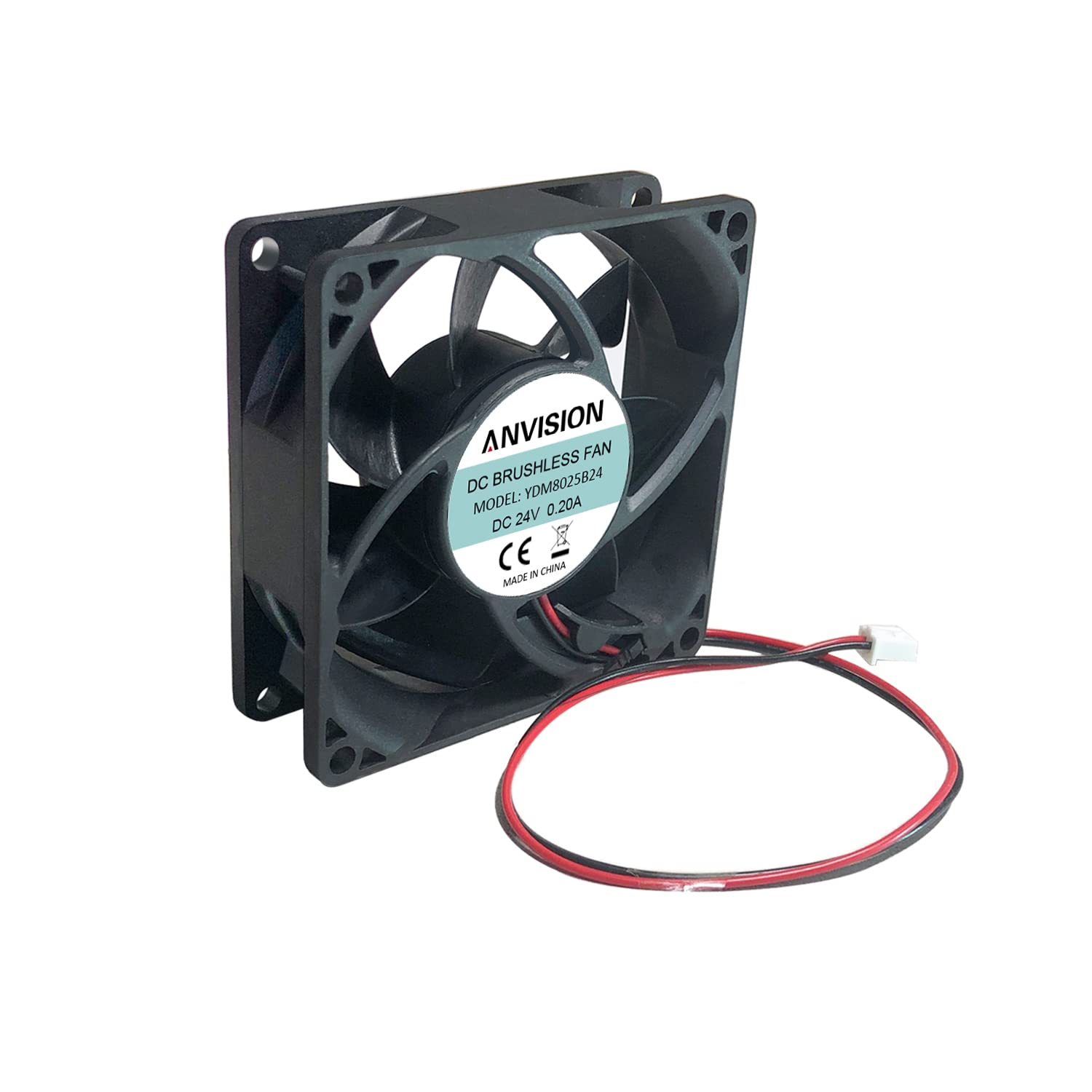 ANVISION 80Mm X 25Mm DC 24V Brushless Cooling Fan, Dual Ball Bearing, 2 Pin image number 1