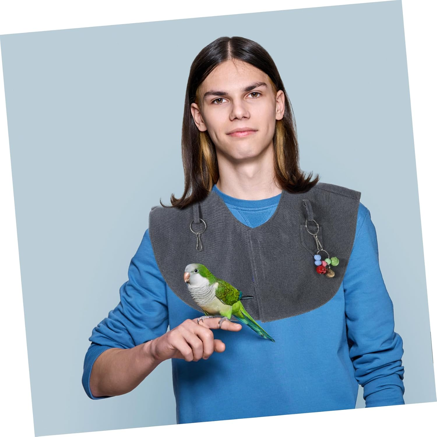 Toddmomy Bird Shoulder Protector Parrot Protective Shawl Blue Anti-Poop Cape Bell Parrot Training Diaper Cape for Scratch Prevention in Training Random Color image number 1