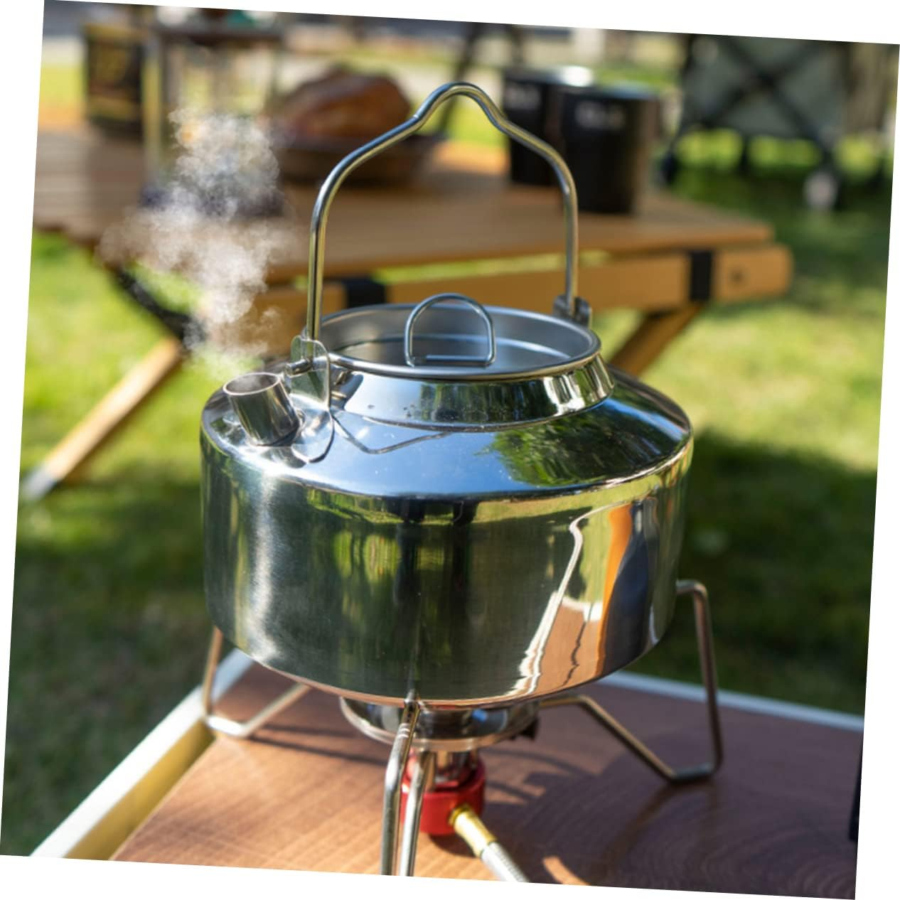 Portable Water Kettle Camp Kettle Stainless Steel Lightweight Sturdy Multi-Functional Fast Boiling Outdoor Accessories for Camping Hiking Fishing and Travel image number 2