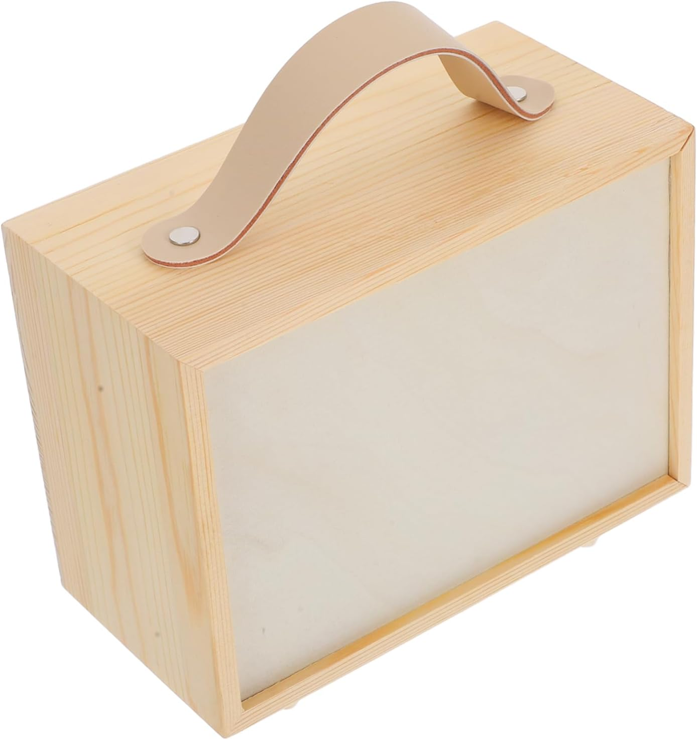 Wooden Keepsake Box with Handle Unfinished Rustic Jewelry Organizer for Weddings Parties and DIY Painting Durable Solid Storage for Dolls and Collectibles image number 4