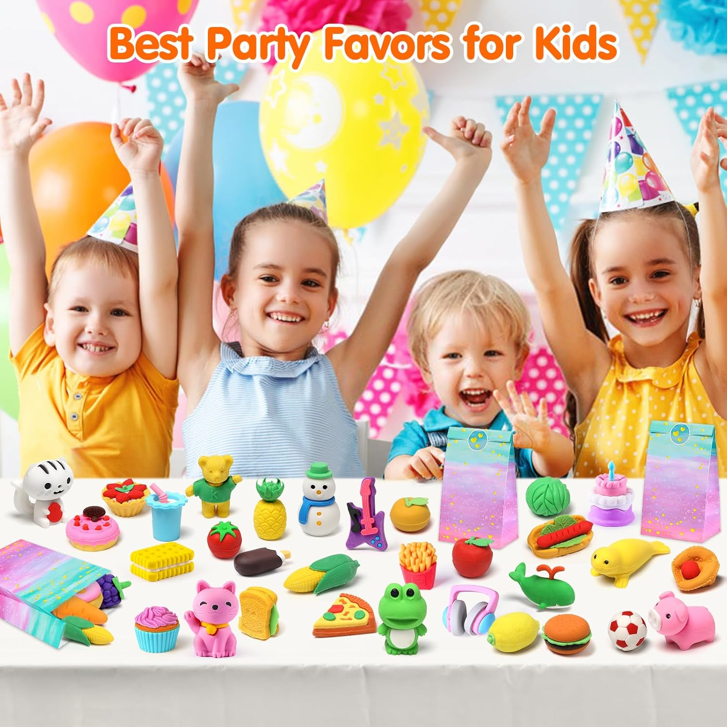 Palmatte 140PCS Mini Animal Erasers Bulk Kids Prizes Treasure Box Toys Classroom Rewards Teacher Must Haves Desk Pets Back to School Supplies Random Eraser Party Favors Kids Toys Gifts Pinata Stuffers image number 3