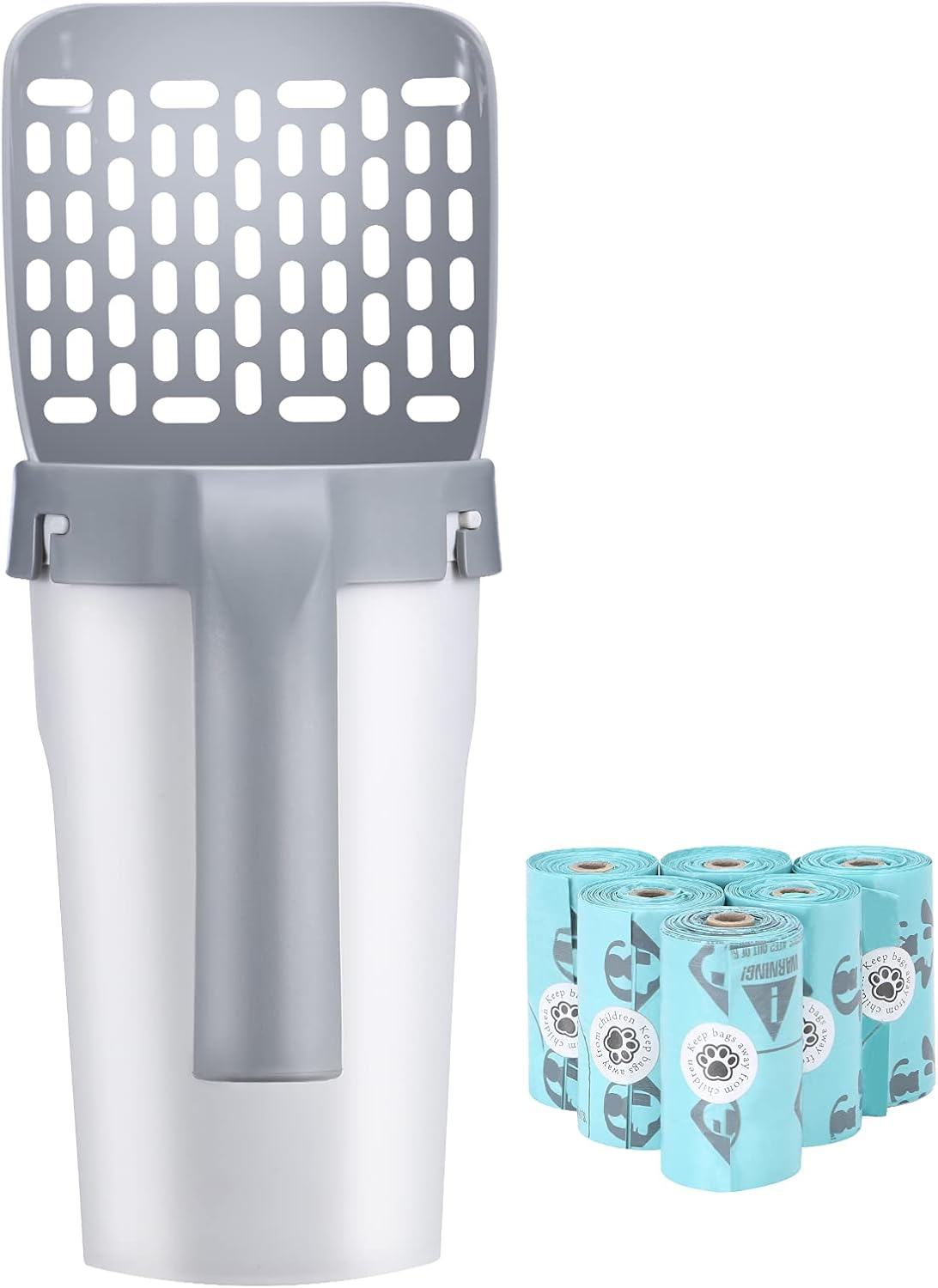 PETIZER Premium Cat Litter Scooper Set - Integrated Waste Bin, 90 Refills, Portable with Holder & Easy Storage Caddy image number 1