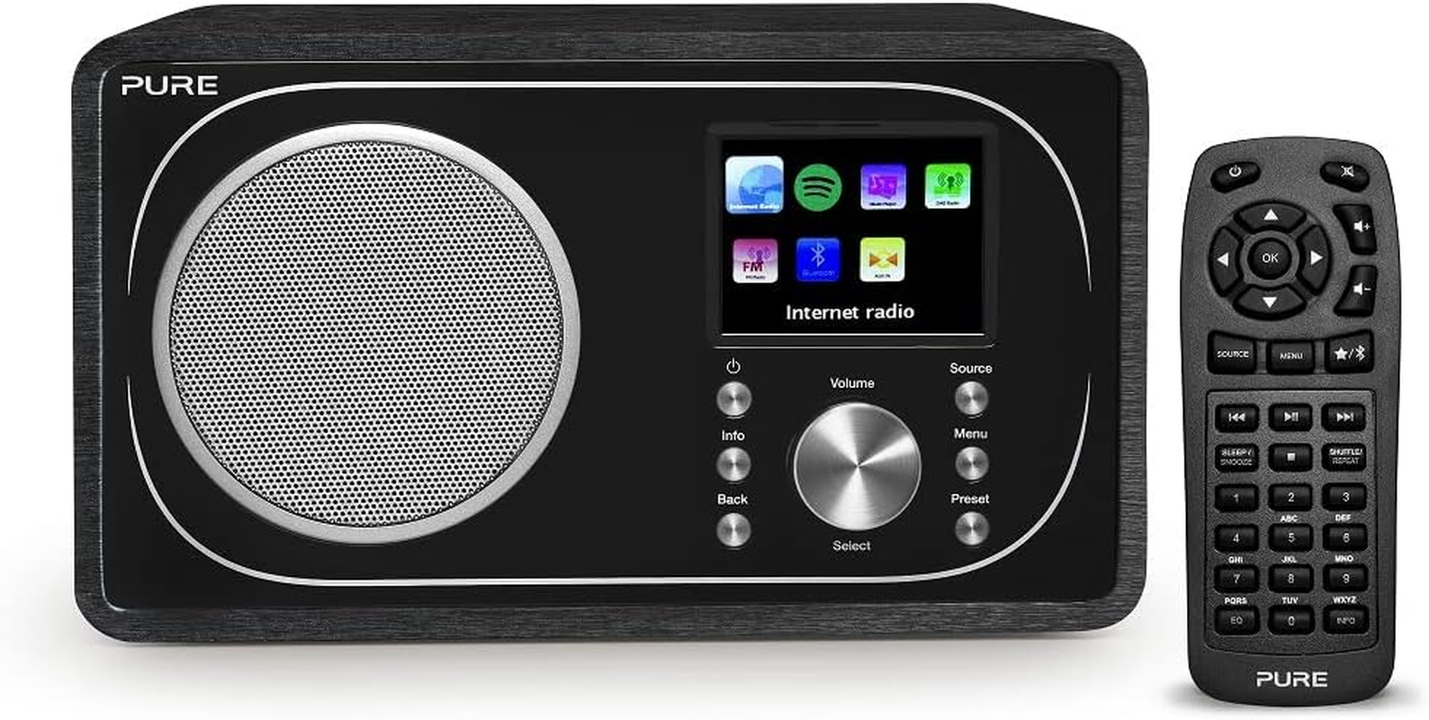 Pure Evoke F3 Internet DAB/DAB+ Digital and FM Radio, Internet Radio/Digital Radio with Spotify Connect and Bluetooth, Black