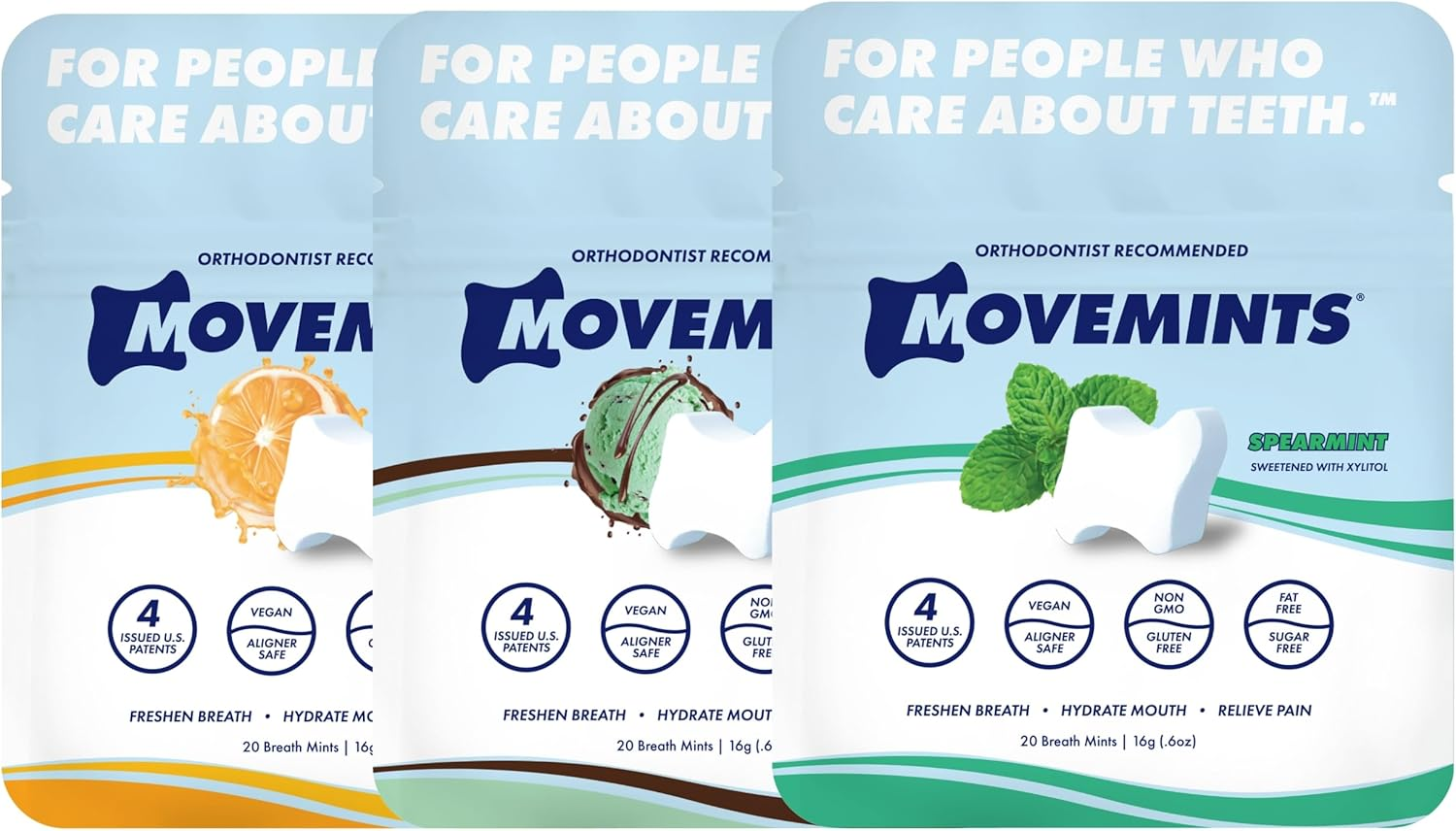 Movemints Clear Aligner Mints - Patented Aligner Seating Mints - Edible Alternative to Aligner Chewies - Xylitol Mints for Dry Mouth - Variety Pack (3 Pack) image number 2