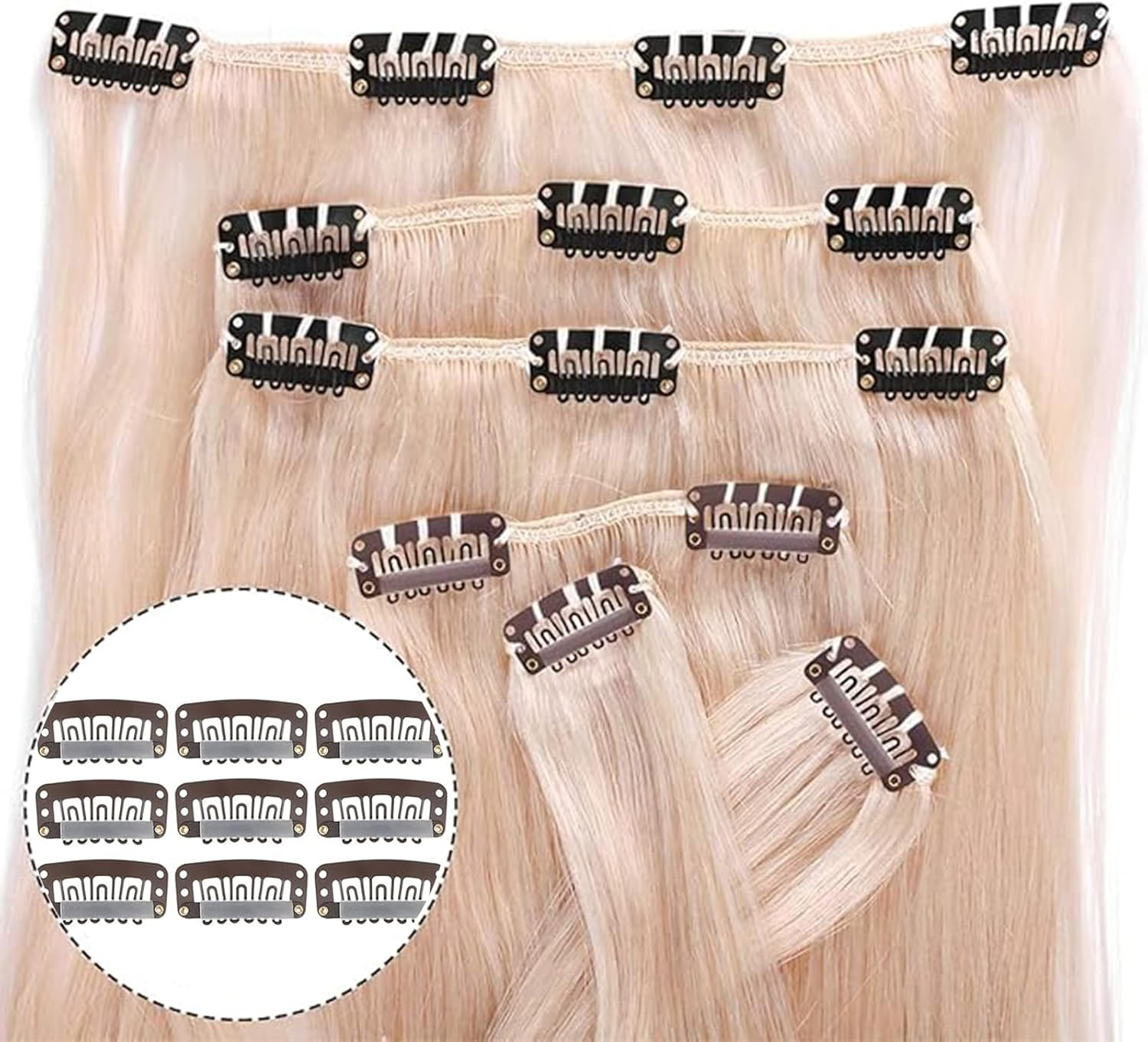 Suytvenxau Wig Clips, 50 PCS Hair Extension Clips Small Snap Clips for Wig (Dark Brown) - Versatile Small Hair Clips for Wigs and Hairpieces - Black  Light Brown image number 4