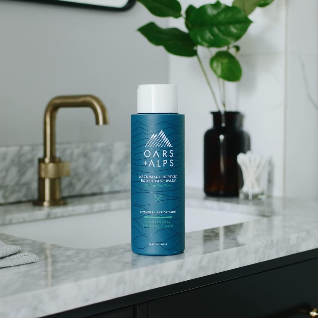 Oars + Alps Men'S Sulfate Free Hair Shampoo, Conditioner, and Body Wash Kit, Moisturizing Skin Care Infused with Witch Hazel and Tea Tree Oil, Alpine Tea Tree Scent image number 5