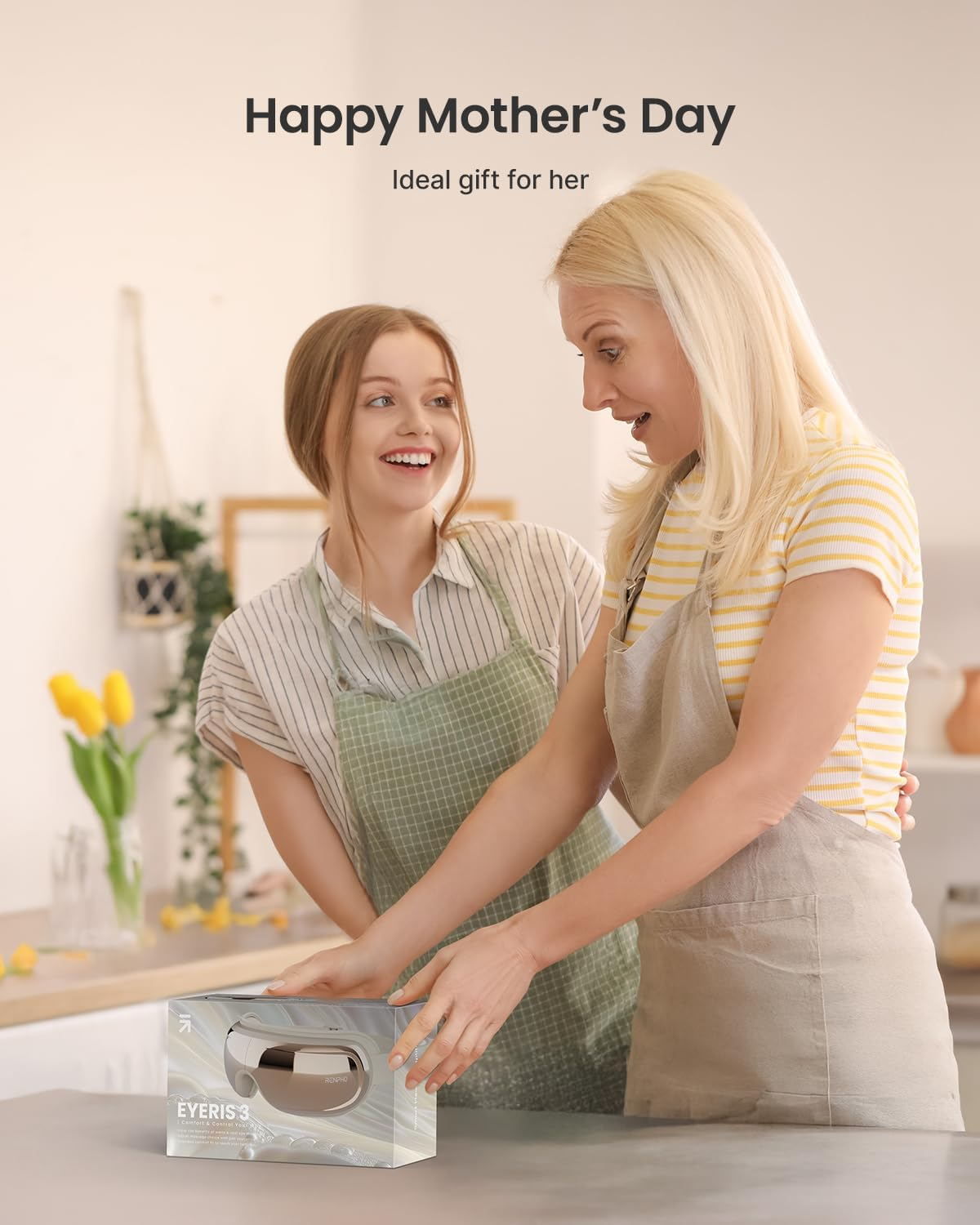 RENPHO Eye Massager with Heat and Cooling, with Voice Control & Ice Pack, Eyeris 3 Ros&eacute; Sleep Mask, Mothers Day Birthday Gifts for Women, Eye Care Device for Migraine