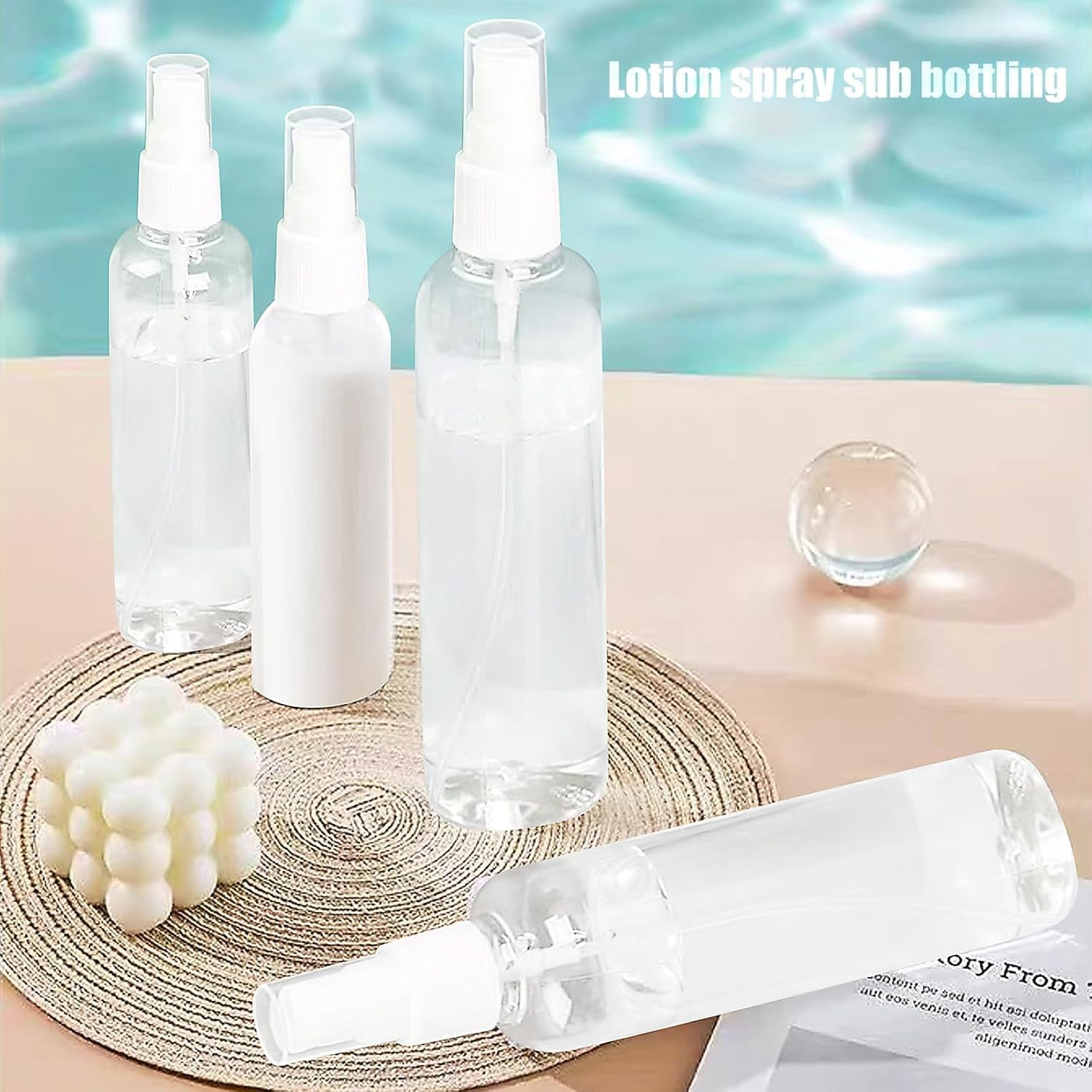 4 Pack Fine Mist Spray Bottles 2Oz Clear Plastic Empty Refillable Mini Spritzer for Travel, Cleaning, Gardening, Skin Care Atomizer(2 * 50Ml，2 * 100Ml)