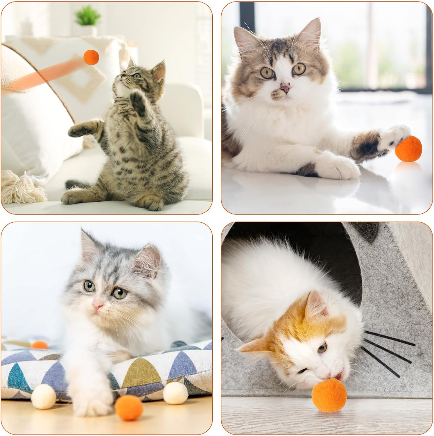 Zocipro Pack of 100 Cat Toy Ball Gun, Interactive Cat Toy with Plastic Start Tool, Interactive Toy for Cats Indoor, Cat Toy Ball (30 Mm)