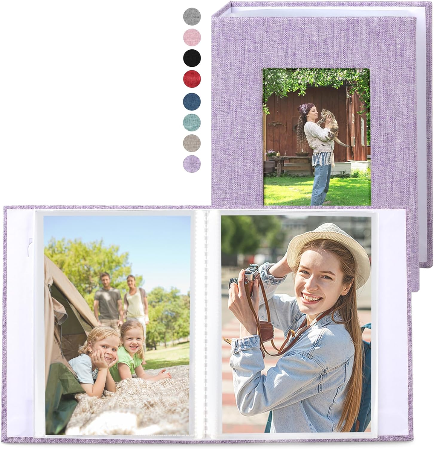 Vivinin 2 Pack Photo Album 4X6, Linen Cover Photo Book, Small Photo Album Book for 36 Pockets Hold 72 Pictures, Picture Book for Photos Family Anniversaries Baby Vacations（Pink）