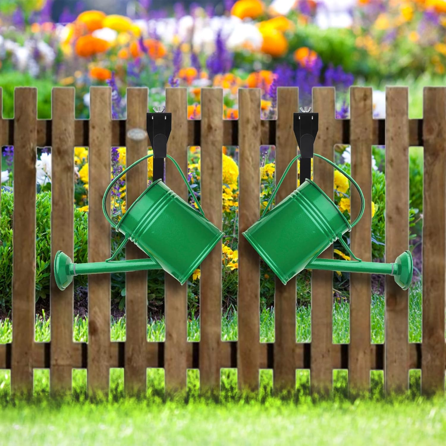 AIEX 2PCS Adjustable Pool Pole Hooks, Double Hooks for Hanging Rustproof Pool Fence Hooks Metal Pool Pole Holder Pool Tool Hooks for Wall Pool Fence(Black) image number 3