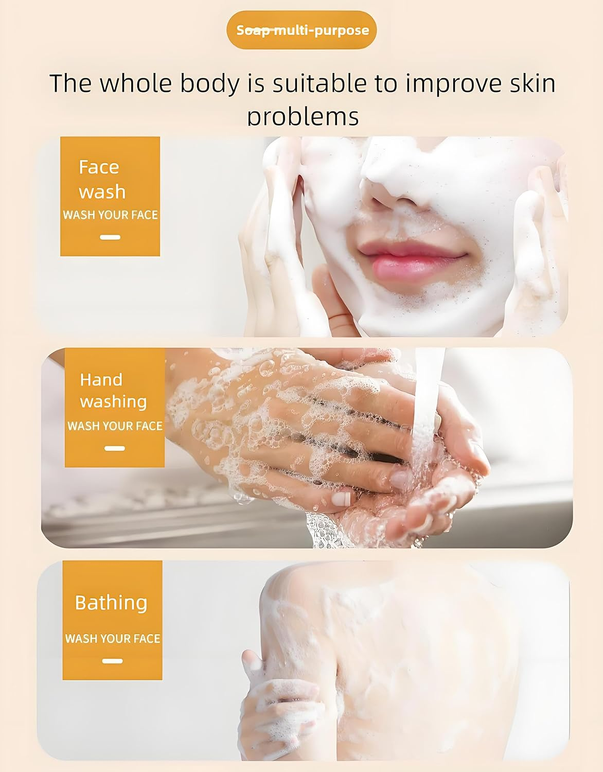 [2PCS Set] Nano Gold Handmade Soap | Sulfur Spring Extract & Glycerin | Fades Pigmentation, Antibacterial, Moisturizing | for Face & Body, Men & Women image number 5