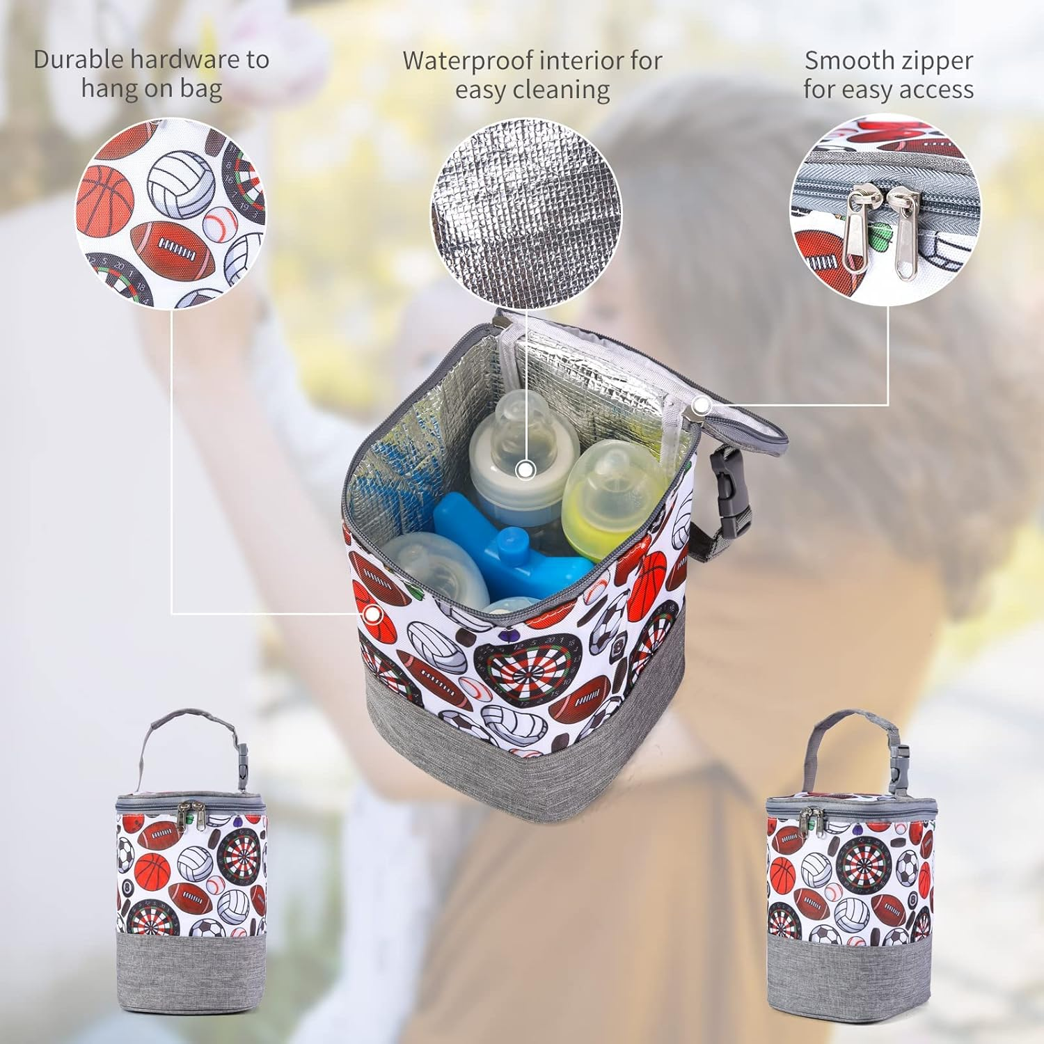 Baby Bottle Bag with Ice Pack Cooler - Insulated Tote for Working Mom, Breastmilk Cooler for up to 4 Large 8 Ounce Bottles image number 4