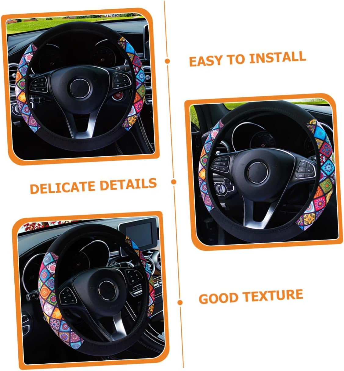 FOYTOKI Elastic Car Wheel Cover and Auto Steering Wheel Cover Universal Fit Neoprene Material Color Block Design Suitable for Cars Comfortable Grip for Men and Women image number 6