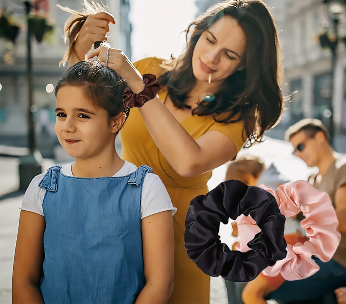 XHNFCU 12 Pieces Elastic Hair Bands Frizz Prevention Hair Scrunchies for Women Soft Elastic Ponytail Holder Hair Accessories for Women Girls and Kids (12 Colors) image number 3