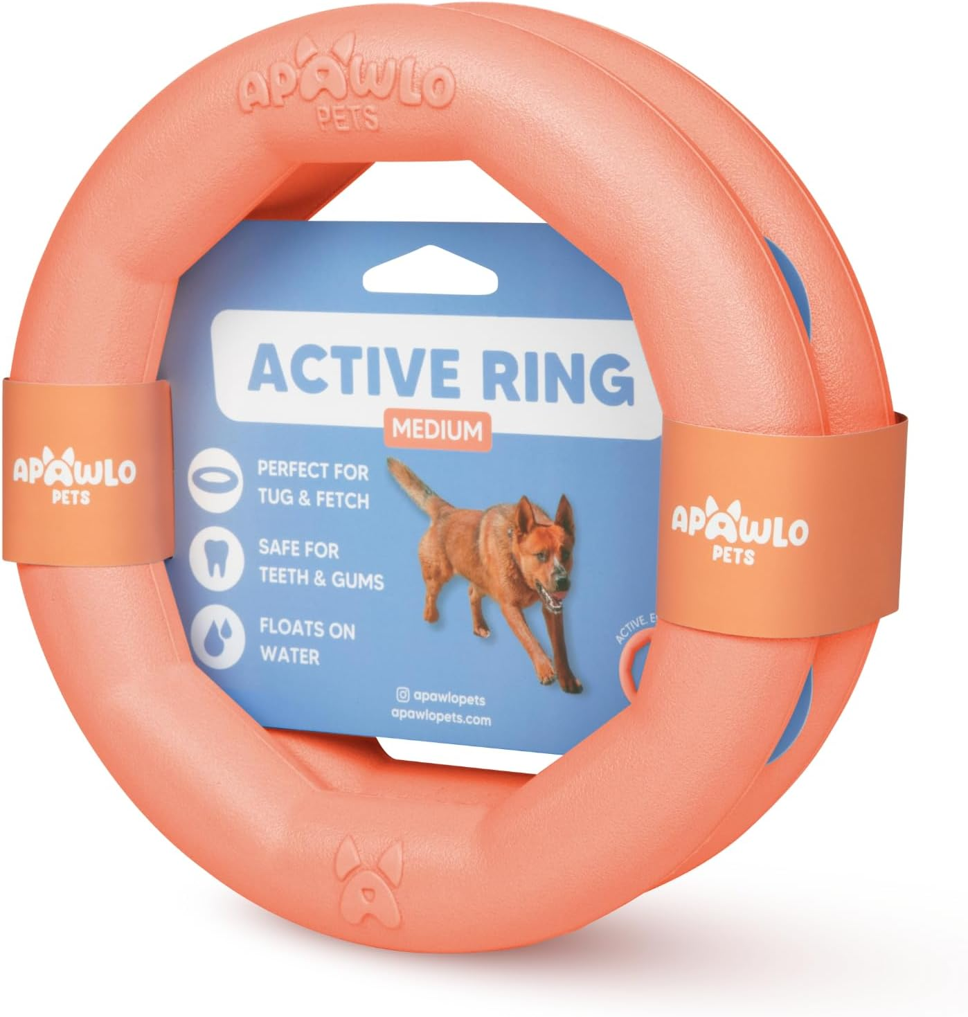 Set of 2 Active Dog Toy Rings - Floating Dog Rings for Outdoor Play, Training & Fetch - Durable Fetch Toy, Frisbee Alt, outside Yard Toys for Large Breeds - Peach