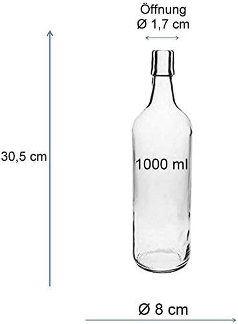 Viva Haushaltswaren 4 Glass Bottles 1 L with Swing Tops for Self-Filling Incl. a White Filling Funnel Diameter 12 CM image number 5