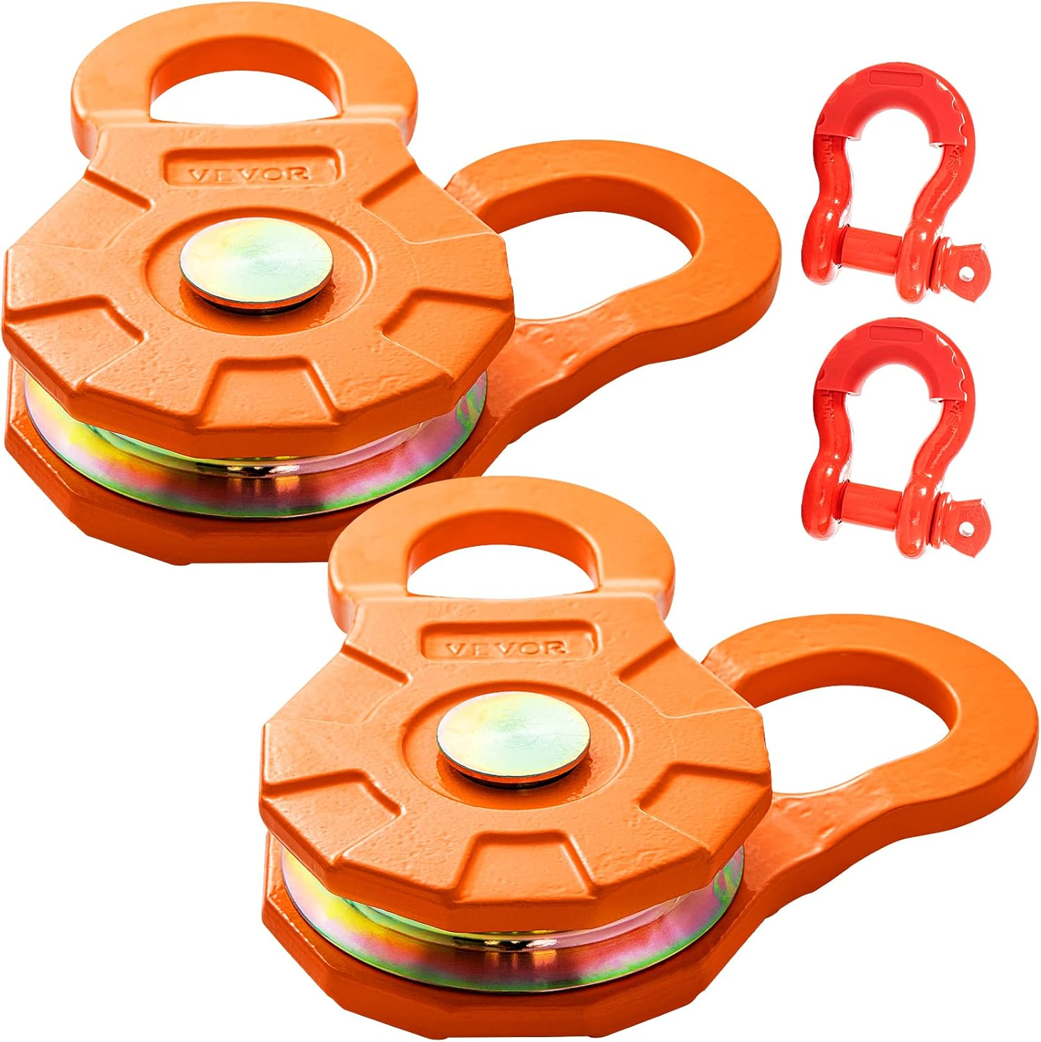 VEVOR Snatch Block, 11T/25,000 LBS Working Load Limit, Heavy Duty Winch Pulley for 0.55"/14 Mm Synthetic Rope or Soft Shackles, Off-Road Recovery Accessories for Tractor, Truck, ATV & UTV, 2 Packs image number 5
