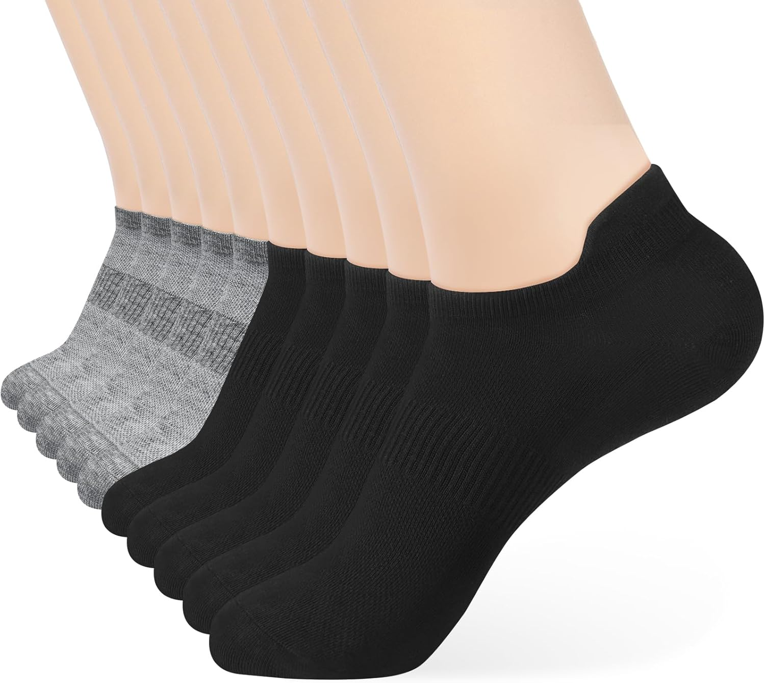 Denisy Women'S Athletic Ankle Socks- Durable Black White Soft No Show Breathable No Show Socks for US Size 6-9（6 Pairs) - White - Medium