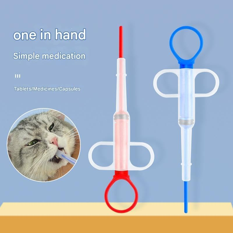 Pill Popper for Cats with Soft Tips Pet Pill Feeder Saving You from Being Bitten Medicine Feeding Dispenser Tool for Puppies (Blue, One Size)