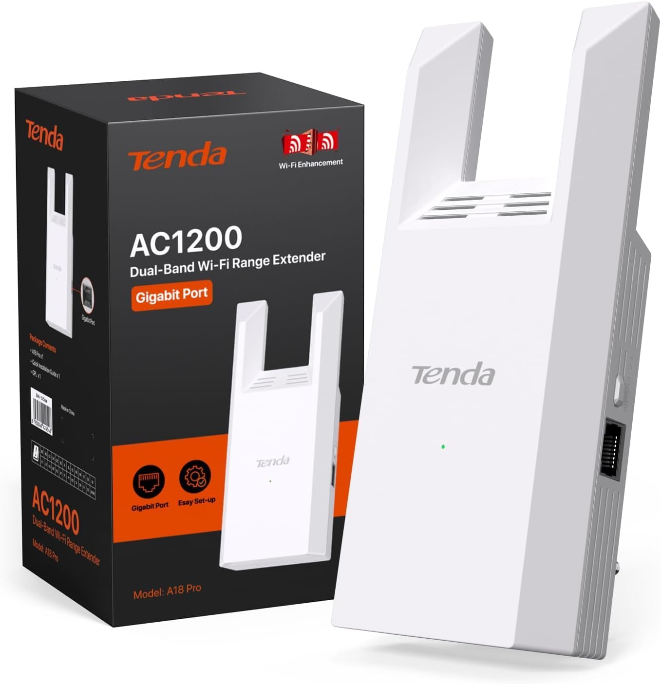 Tenda AC1200 Wifi Extender with Gigabit Ethernet Port, Dual Band 867Mbps 5Ghz/300Mbps 2.4Ghz, Wifi Extender Signal Booster for Home, Wifi Range Extender Covers up to 1500 Sq.Ft & 30 Devices (A18Pro) image number 5