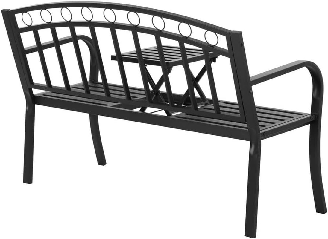 Gardeon Outdoor Garden Bench Seat Loveseat Steel Foldable Table Patio Furniture image number 3