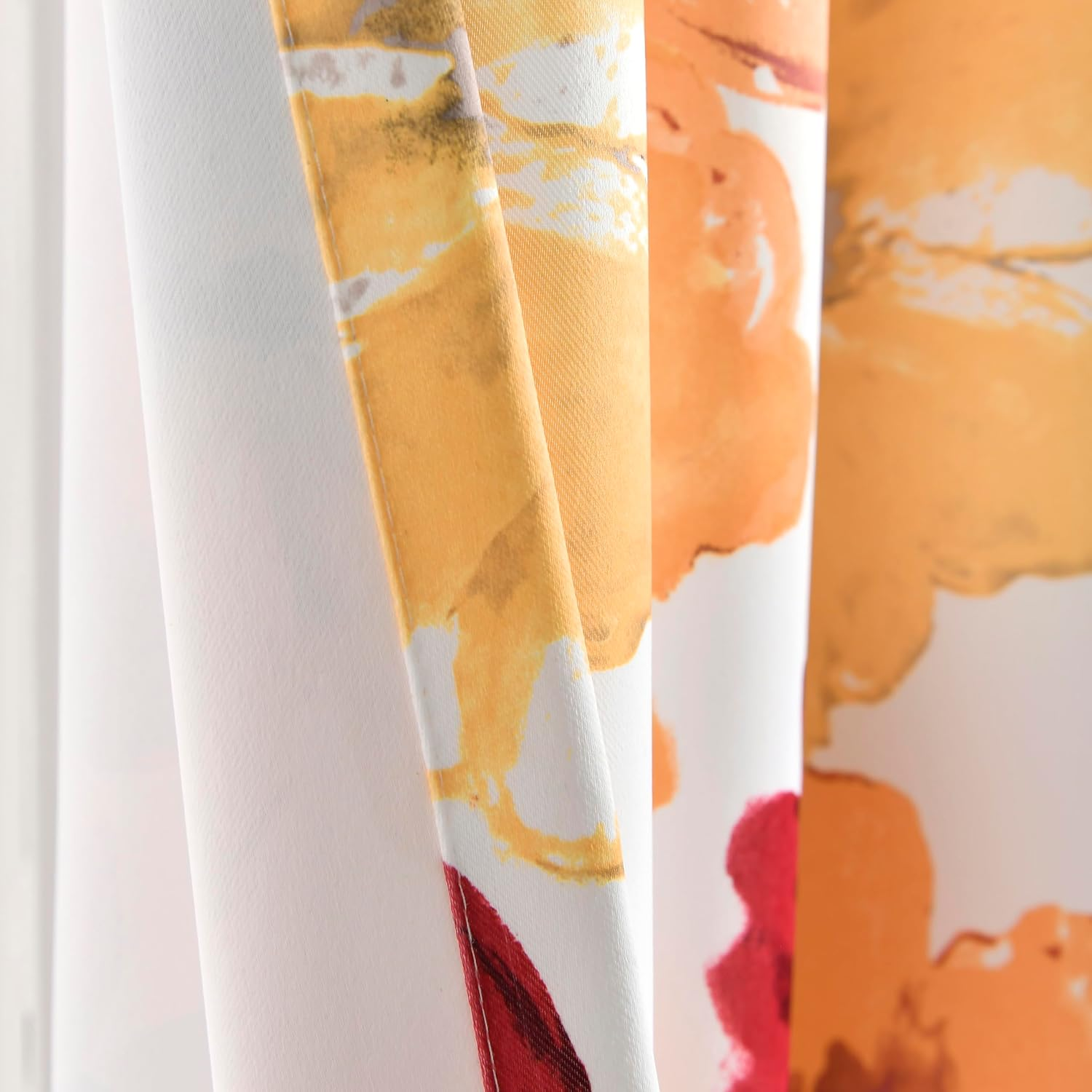 Lush Decor Leah Room Darkening Window Curtain Valance Floral Insulated Grommet, Valance, Red and Orange image number 3