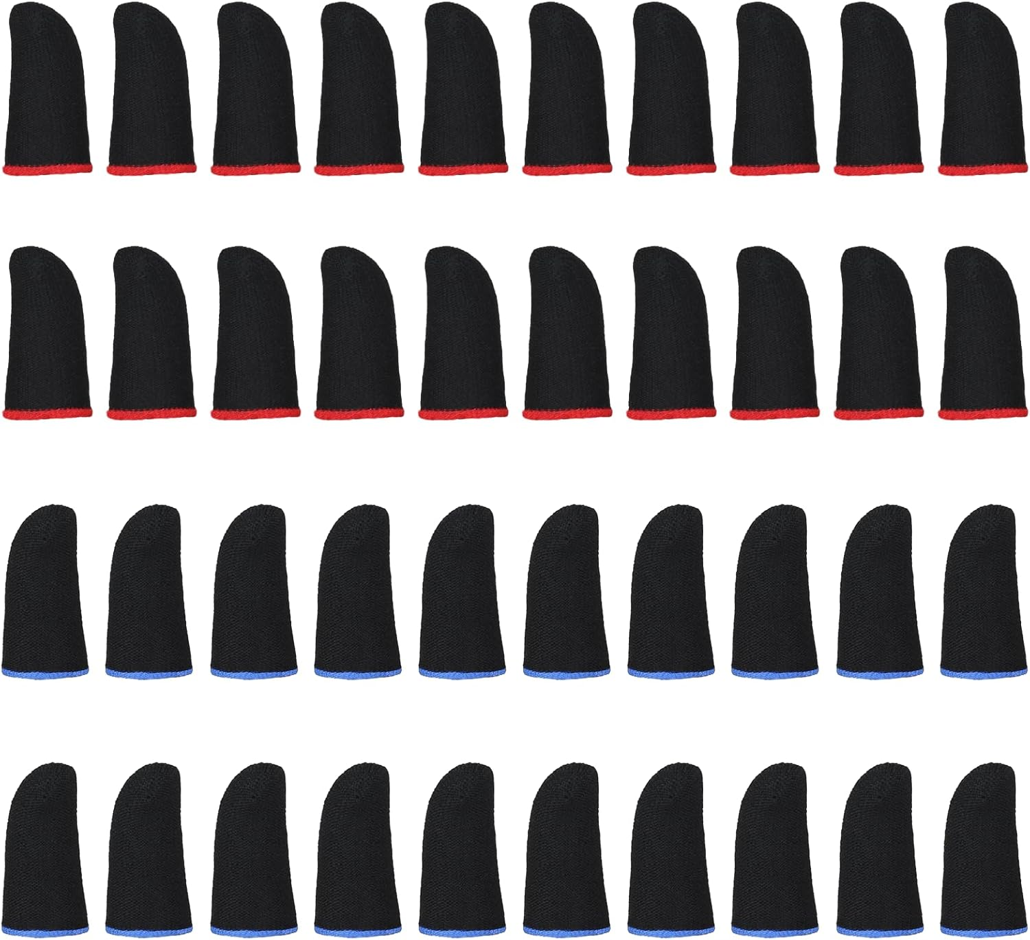 40 Pcs Gaming Finger Sleeves - Ultra-Thin Seamless Thumb Guards for Mobile Gaming, Carbon Fiber Breathable & Sweatproof, Touch-Sensitive Compatible with All Ios/Android Phones (Blue+Red) image number 2