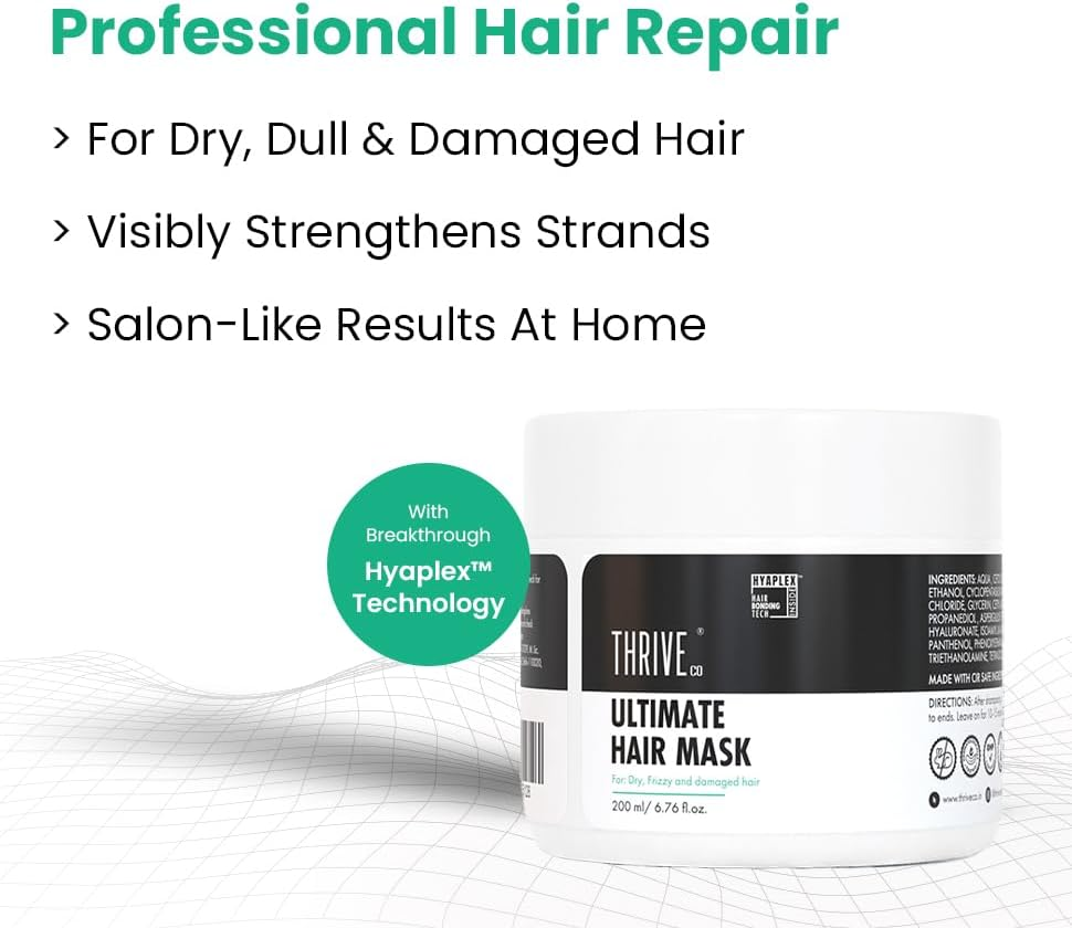 Thriveco Ultimate Hair Mask with Hyaplex&trade;| for Dry, Lifeless, Frizzy, and Damaged Hair | Smooths Frizz, Repairs Damage, Hydrates & Strengthens Hair | 200 Ml image number 1