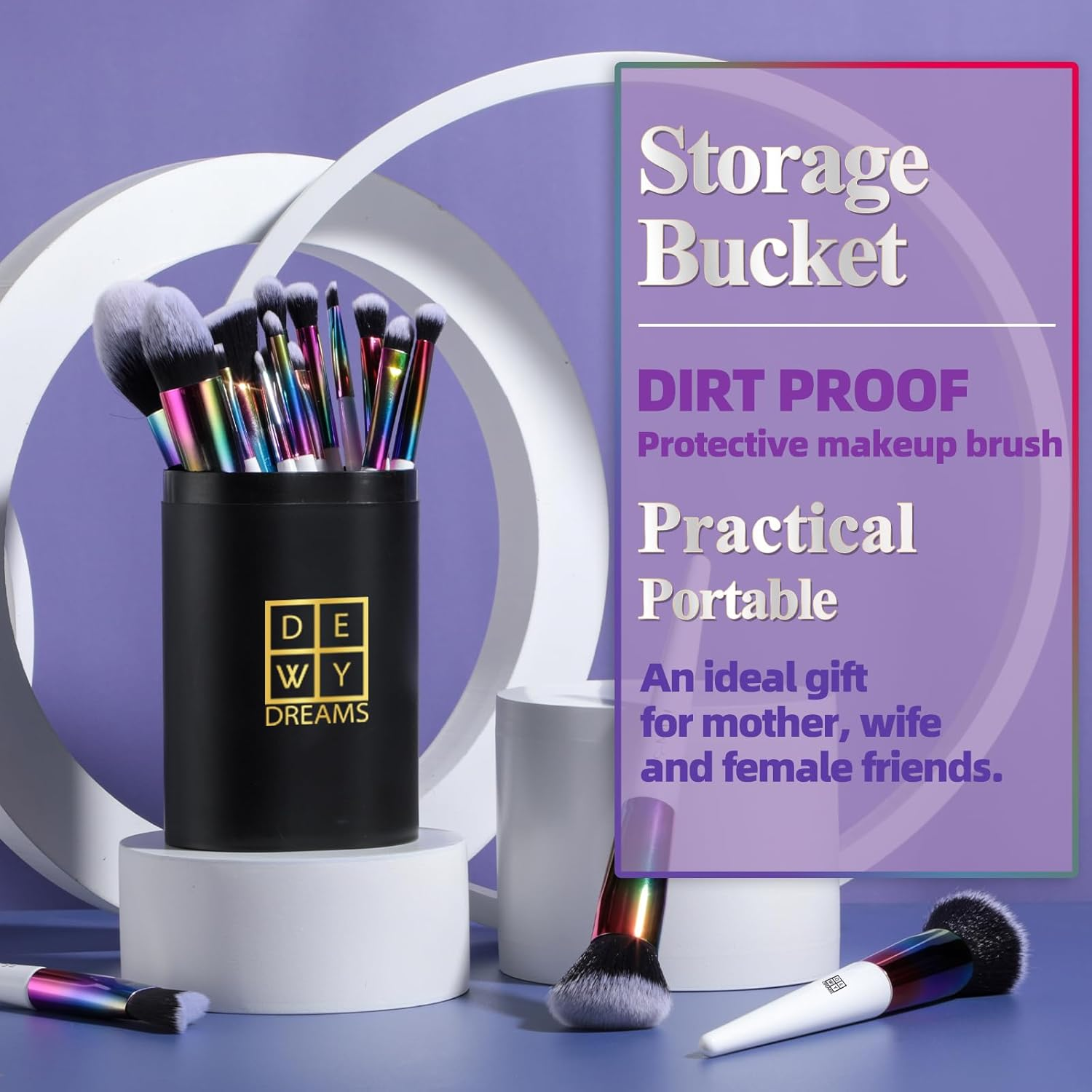 DEWYDREAMS Makeup Brush Set 18 Pcs Premium Synthetic Foundation Powder Concealers Eye Shadows Blush Makeup Brushes with Black Case image number 6