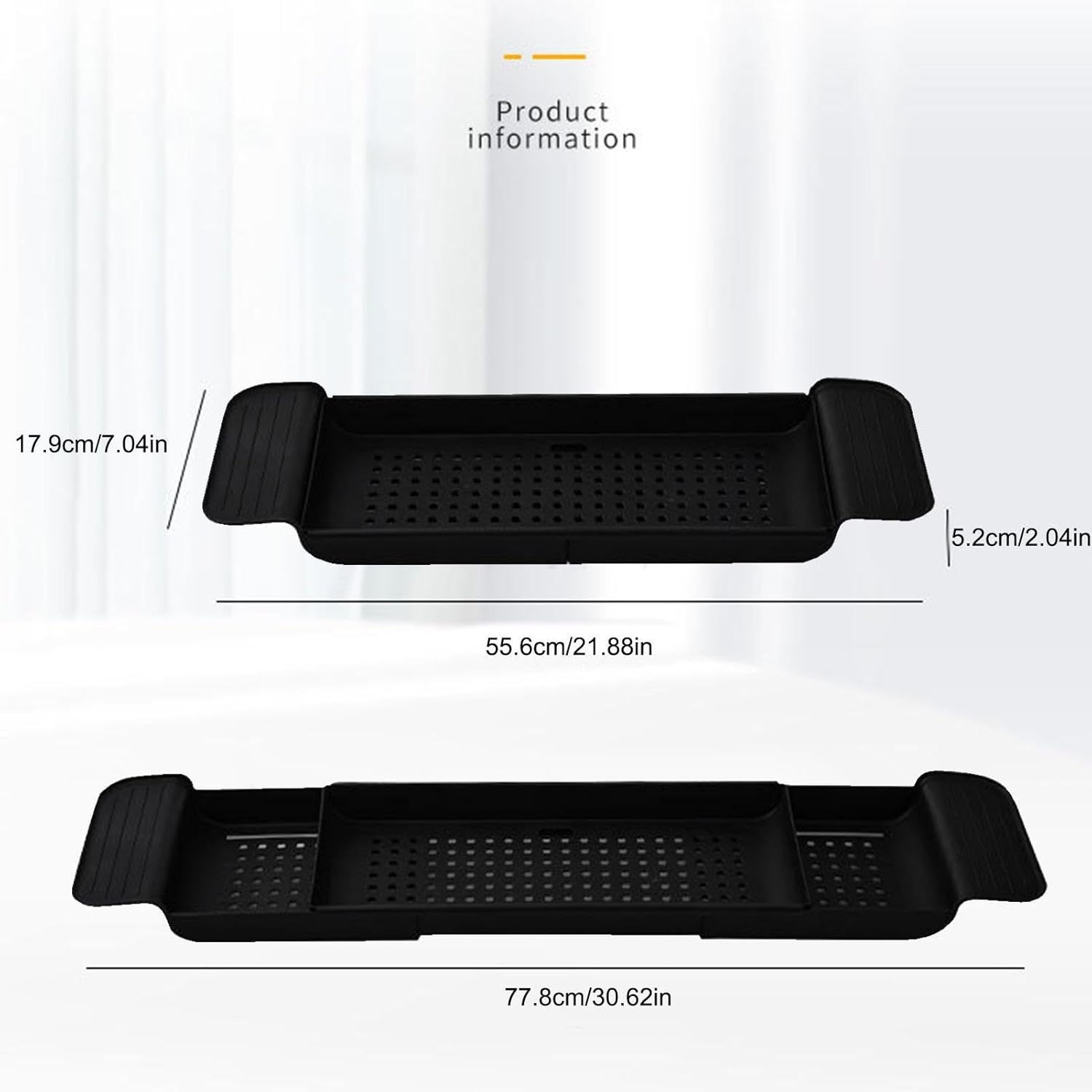 Bathroom Tub Tray, Bathtub Caddy Tray over Bath, Expandable Bath Caddy Tray, Adjustable Bathtub Caddy Tray, Extendable Bath Caddy Tray for Bathtub,Multifunction Bathtub Tray for Candle Towel Book Wine - Black image number 5