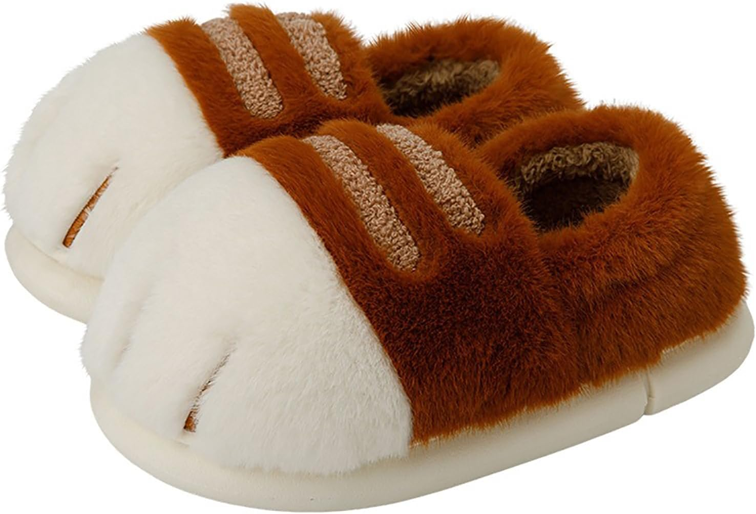 Plush Cat Paw Slippers，Non-Slip Soles, Cozy and Cute Slippers