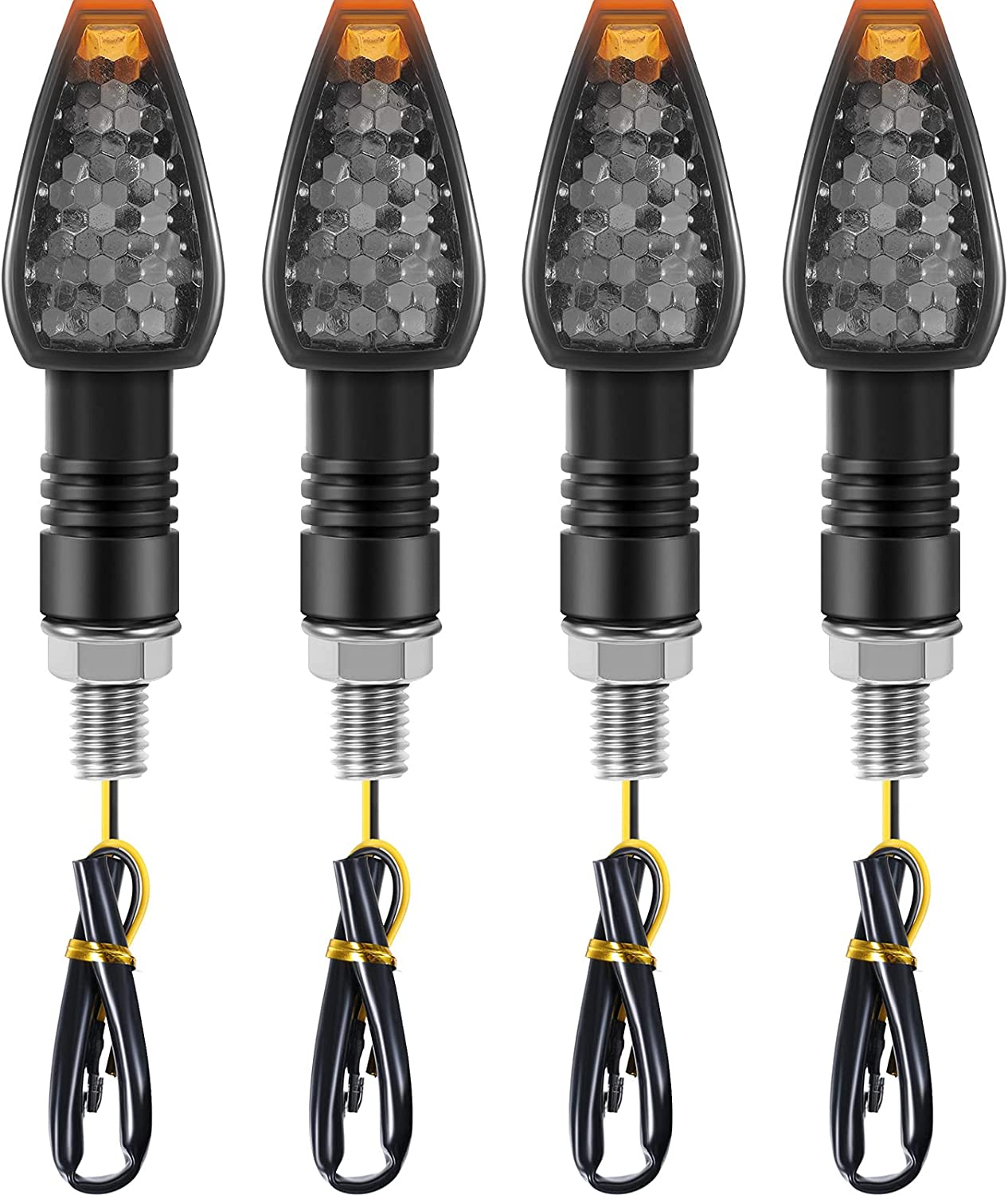 4 Pieces Motorcycle Turn Signal Lights Indicators Flowing 14 LED 12V Motorbike LED Blinker Amber Lamp Mini Stalk Arrow Front Rear Lights image number 5