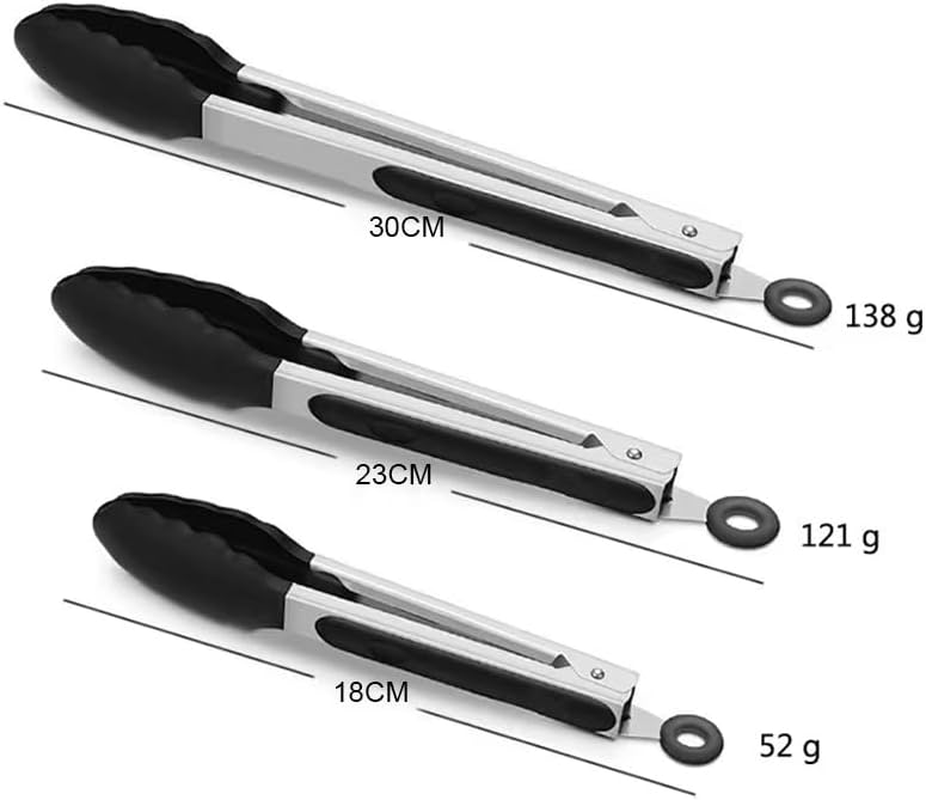 3 Pack Kitchen Tongs,Premium Silicone BPA Free,Food Tongs with Non-Slip Silicone Tips and Grip for Cooking, Baking and Bbq(18Cm & 23Cm & 30Cm) ﻿ (3 Pack Silicone Tongs) image number 4
