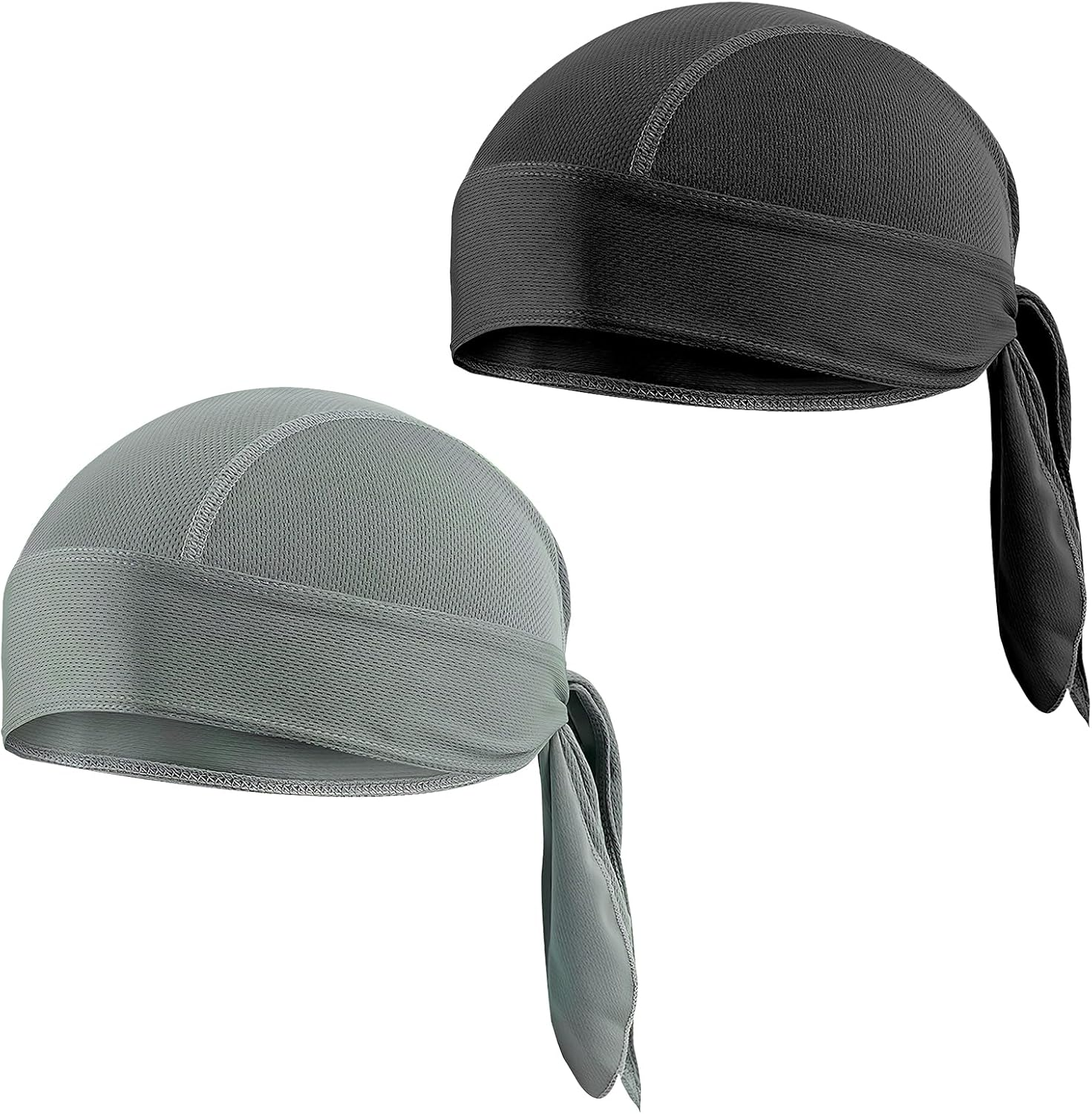 TNSLAND Pack of 2 Sports Bandana Cap, Quick-Drying, Durag Men'S Bandana, Men'S Women'S Running Hat, Men'S Headscarf, Summer Hat for Cycling, Climbing, Running, Gym, Black, Grey, Multicoloured, 48-56 image number 4