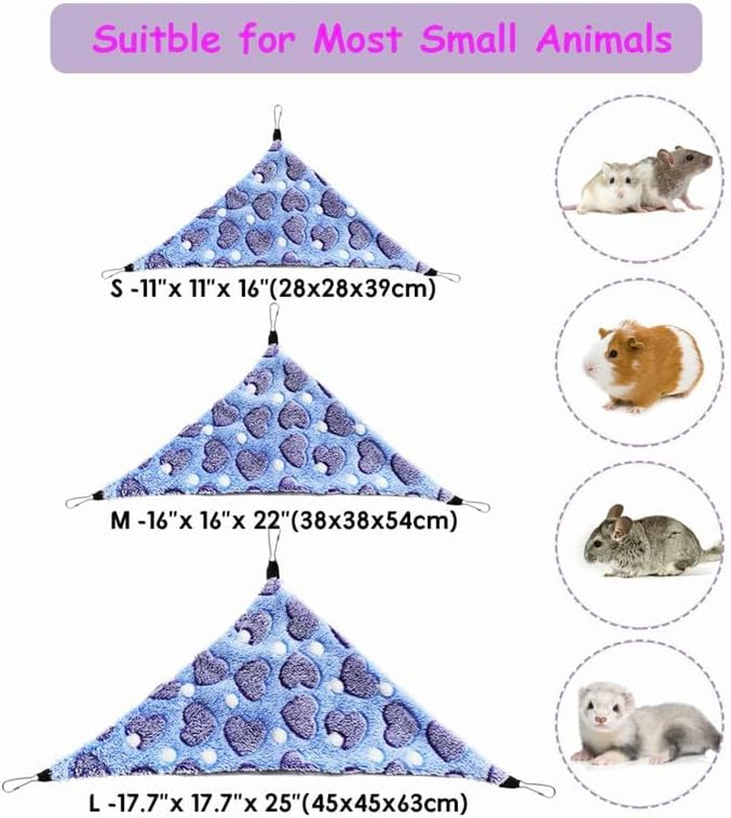 GOMICRAFT Pack of 2 Hanging Corner Hammock with Hooks for Ferrets, Rats, Guinea Pigs, Chinchillas, Hamsters, Hedgehogs, and Other Small Animals., Large, Coffee+Purple