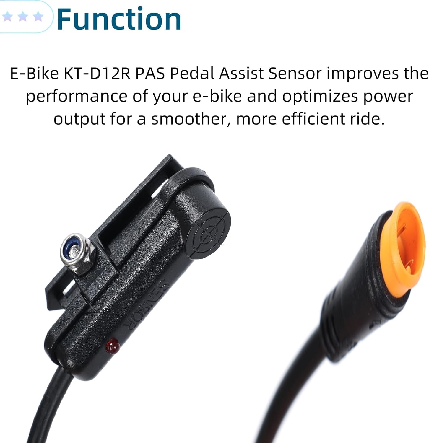 Ruimou 1Set KT-D12L 3Pin E-Bike PAS Magnetic Point Waterproof Pedal Assist Sensor (Waterproof Connector) Cable Length 85Cm for 12V to 48V Electric Mountain Bikes image number 2