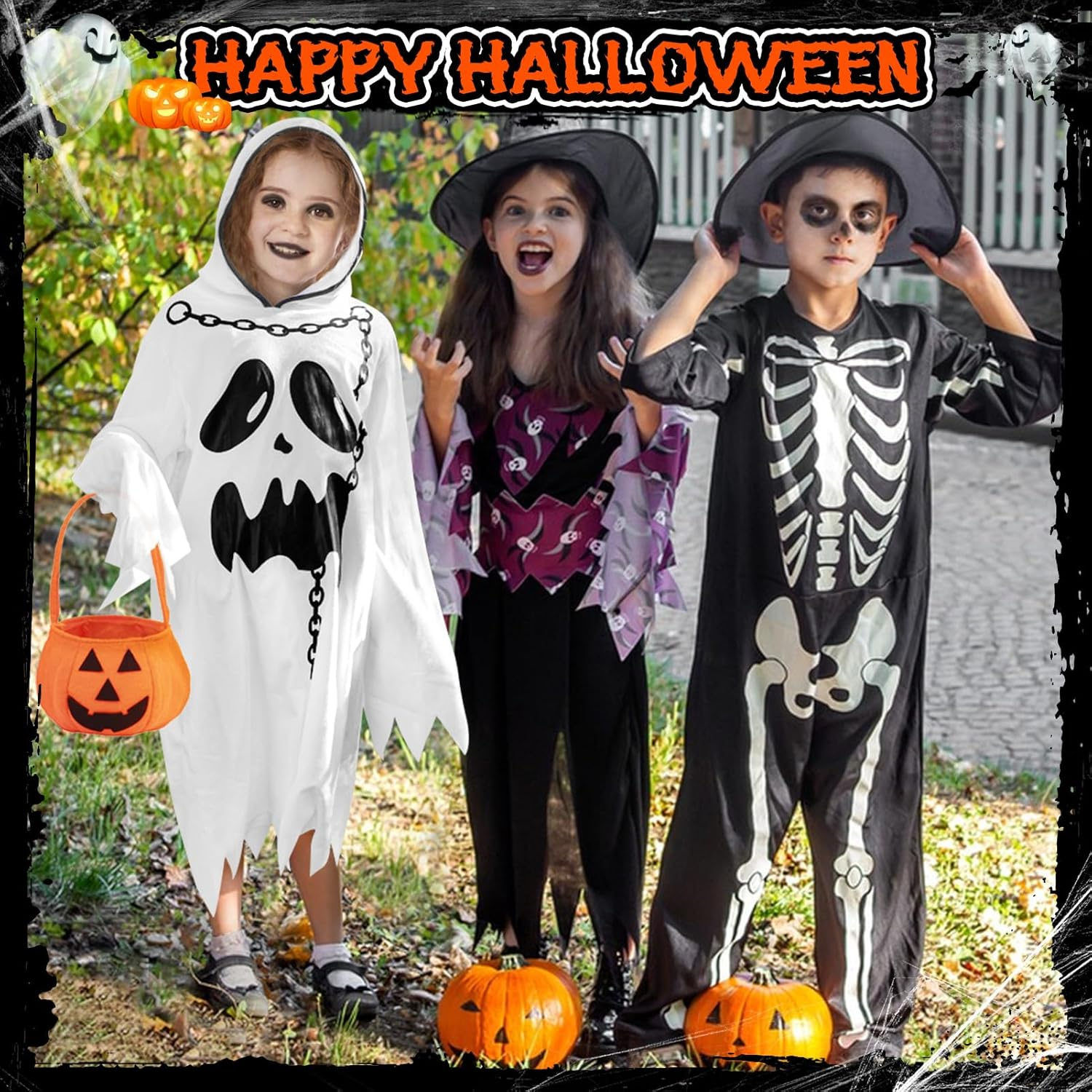 Ghost Costume Halloween Children: Boys Girls Ghost Costume with Handbag - Halloween Costume Ghost for Carnival Fancy Cosplay Party image number 1