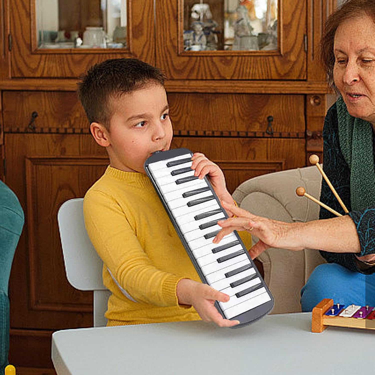 32 Key Melodica | Air Piano Keyboard with Double Tubes | Stable Musical Instruments, Mouth Melodica, Organ Melodica for Beginners - Blue image number 7